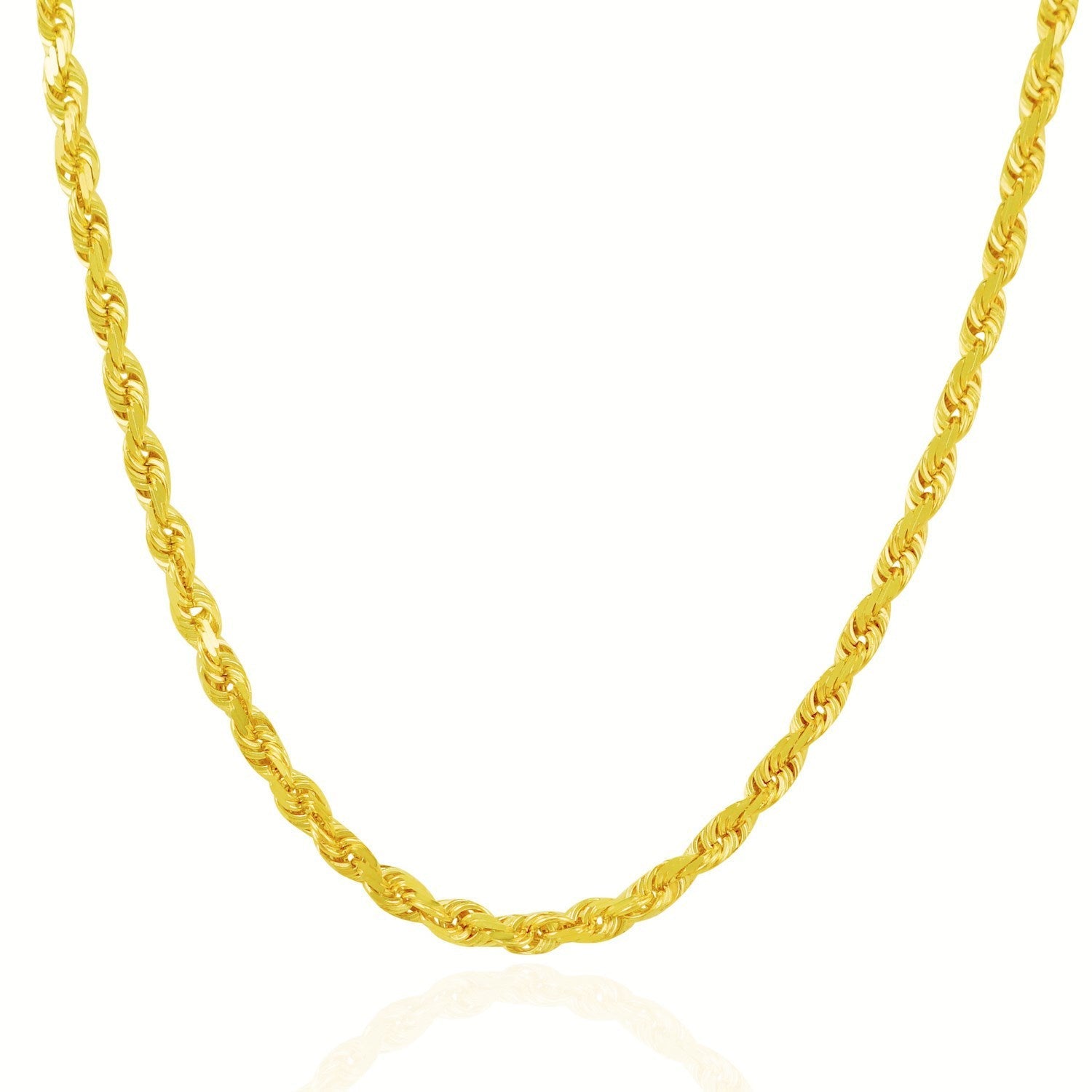 5.0mm 10k Yellow Gold Solid Diamond Cut Rope Chain by Bids.com