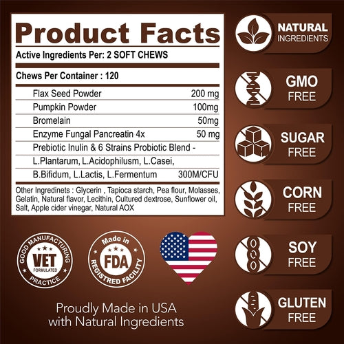 Great Poop Dog Probiotics - Fiber Supplement for Digestive Health & Stool Support