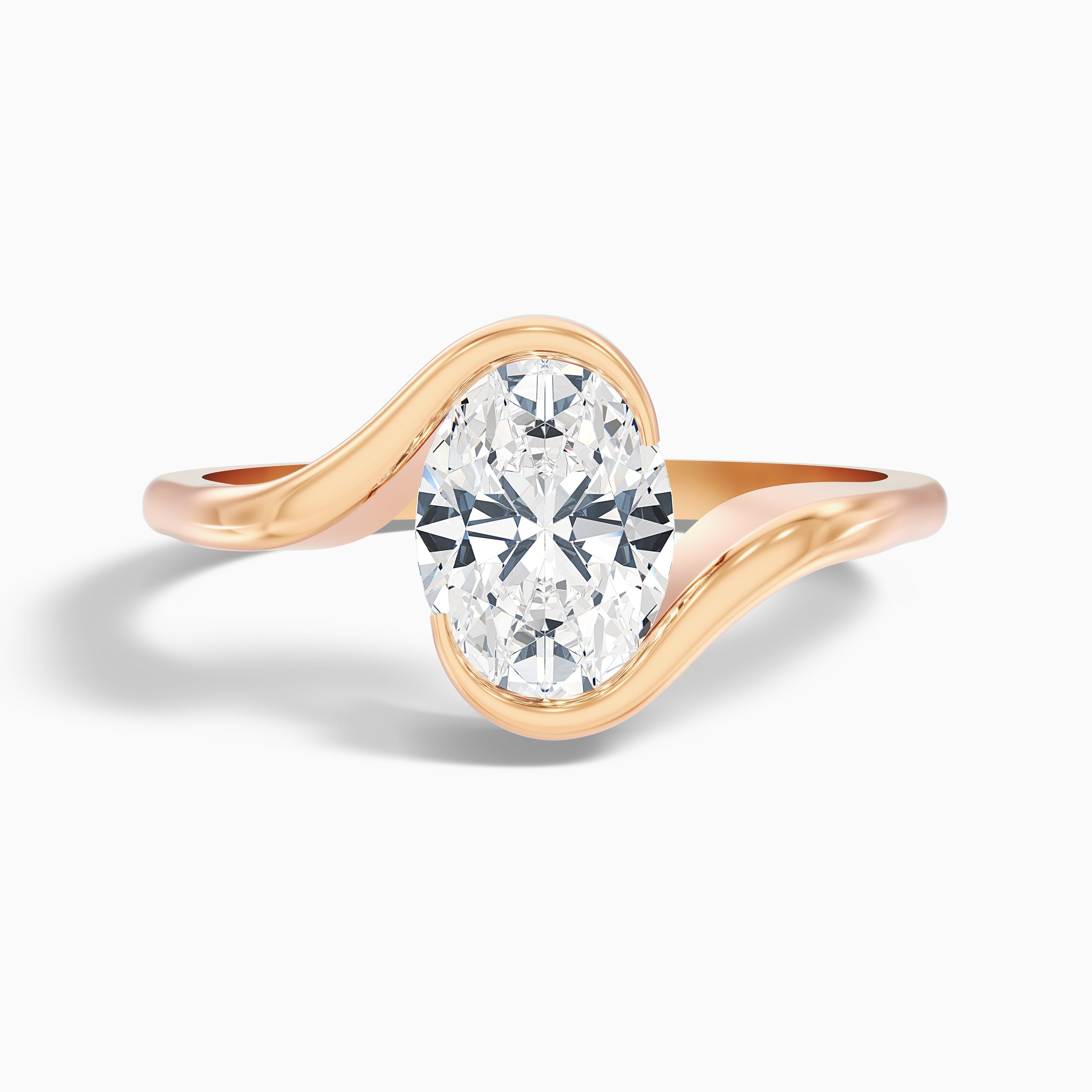 Gleny 2 Carat Oval Cut Bypass Lab Grown Diamond Engagement Ring in 14k White Gold