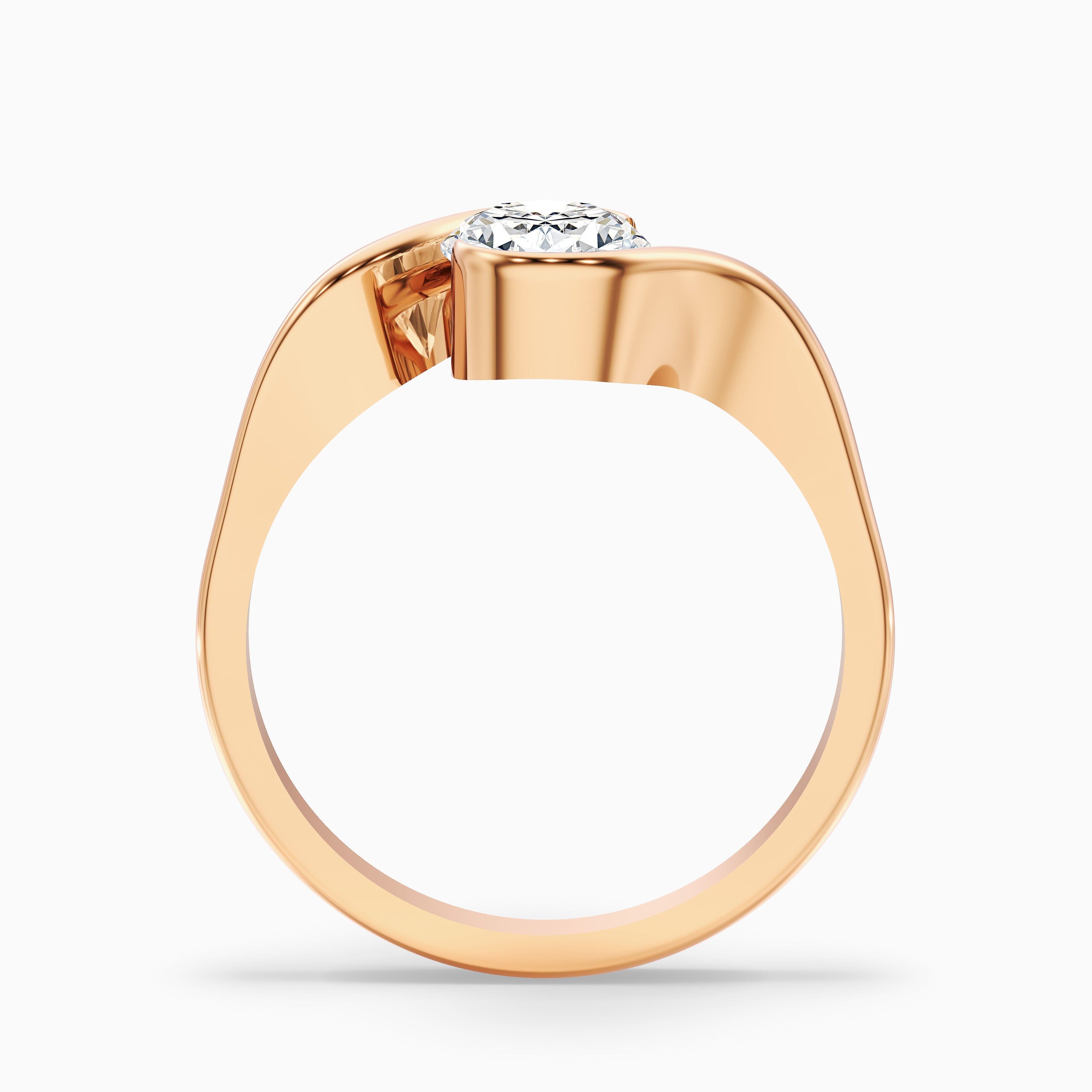 Elise 1 Carat Oval Cut Bypass Style Moissanite Diamond Ring in 14k White Gold