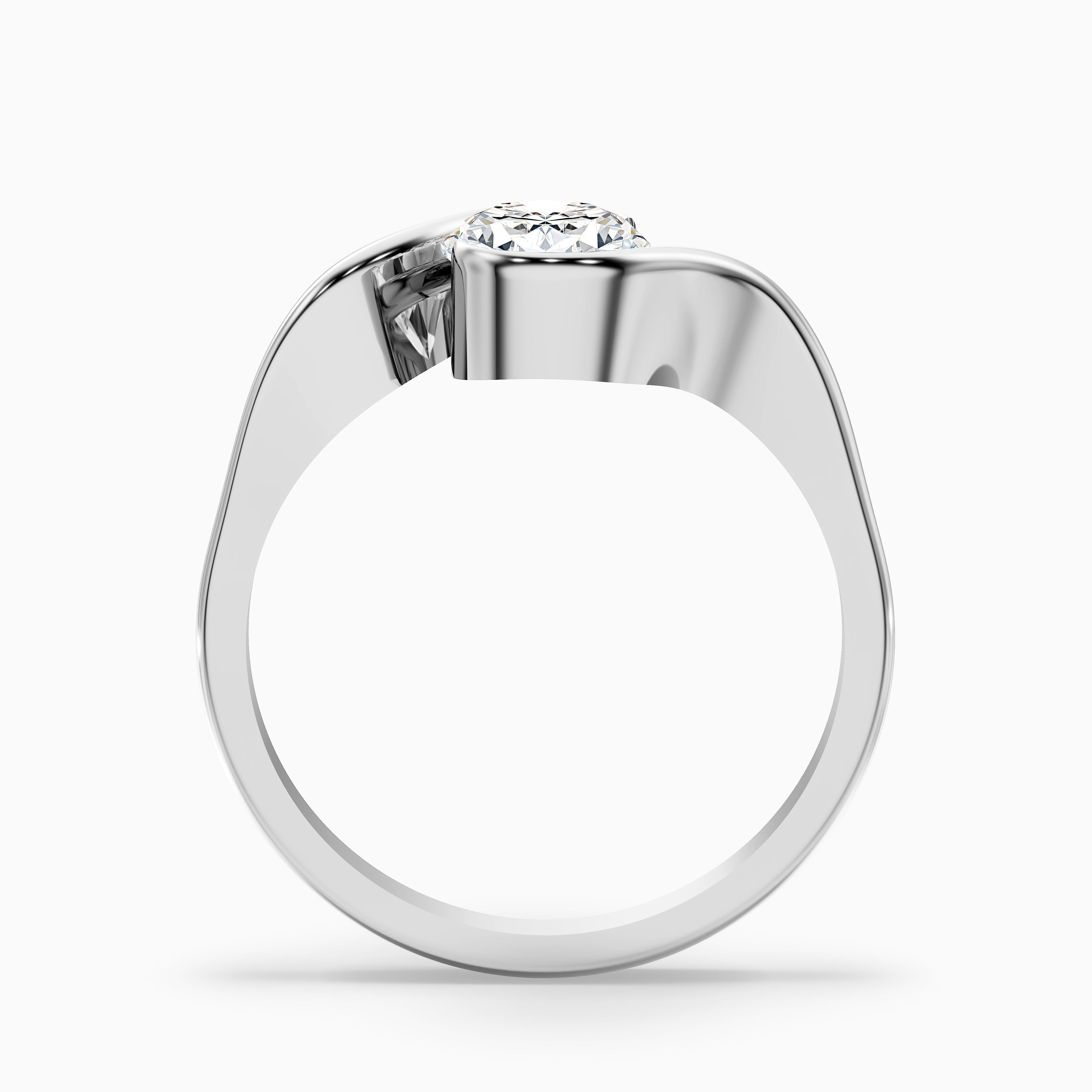 Gleny 2 Carat Oval Cut Bypass Lab Grown Diamond Engagement Ring in 18k Yellow Gold