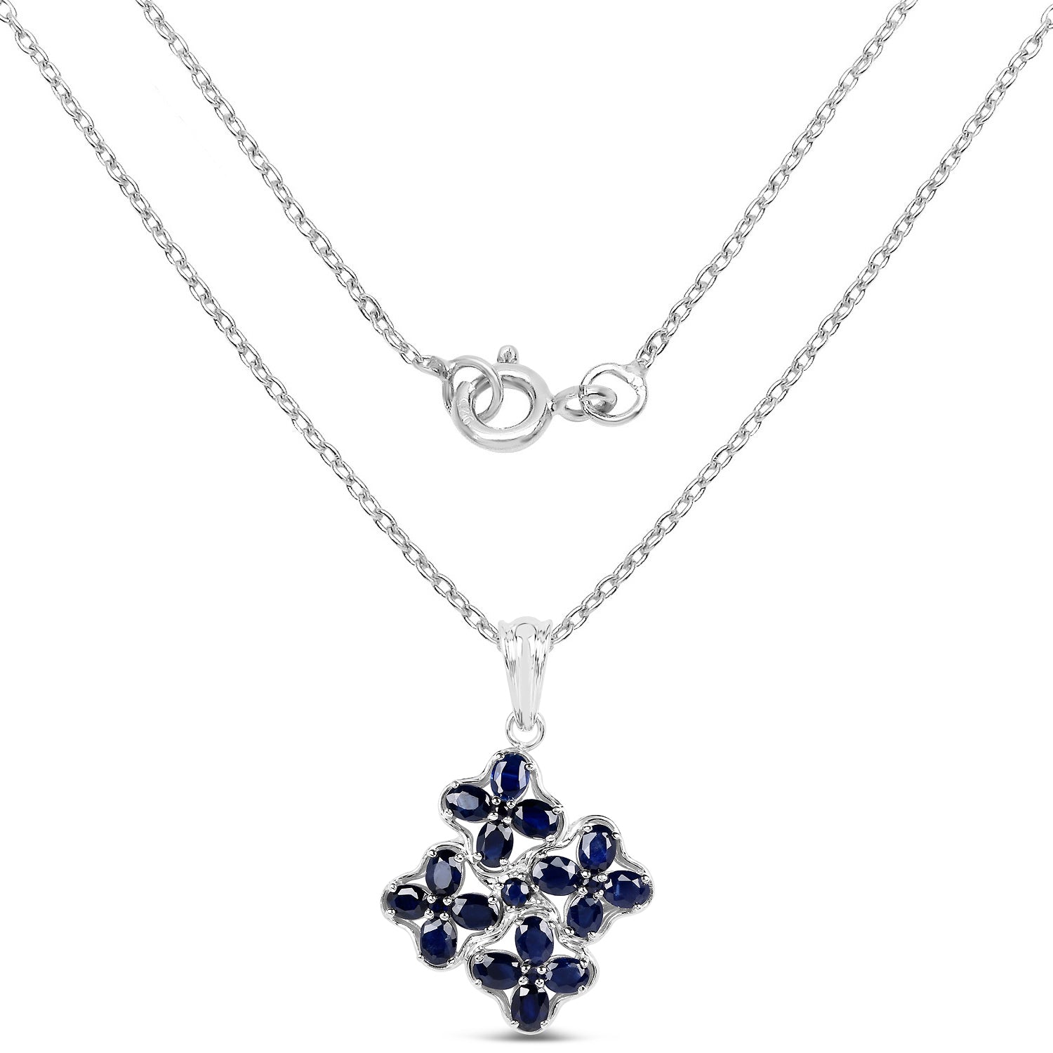 3.68 Carat Genuine Blue Sapphire .925 Sterling Silver Pendant by Bids.com