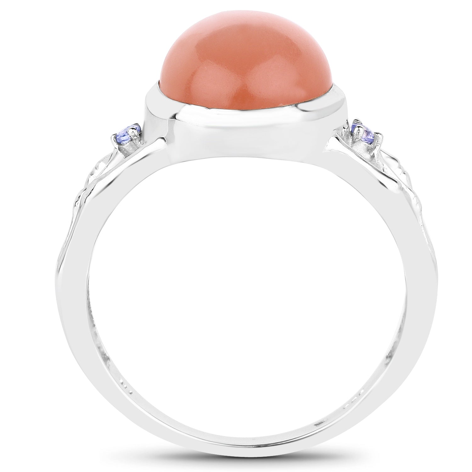 6.54 Carat Genuine Peach Moonstone and Tanzanite .925 Sterling Silver Ring by Bids.com