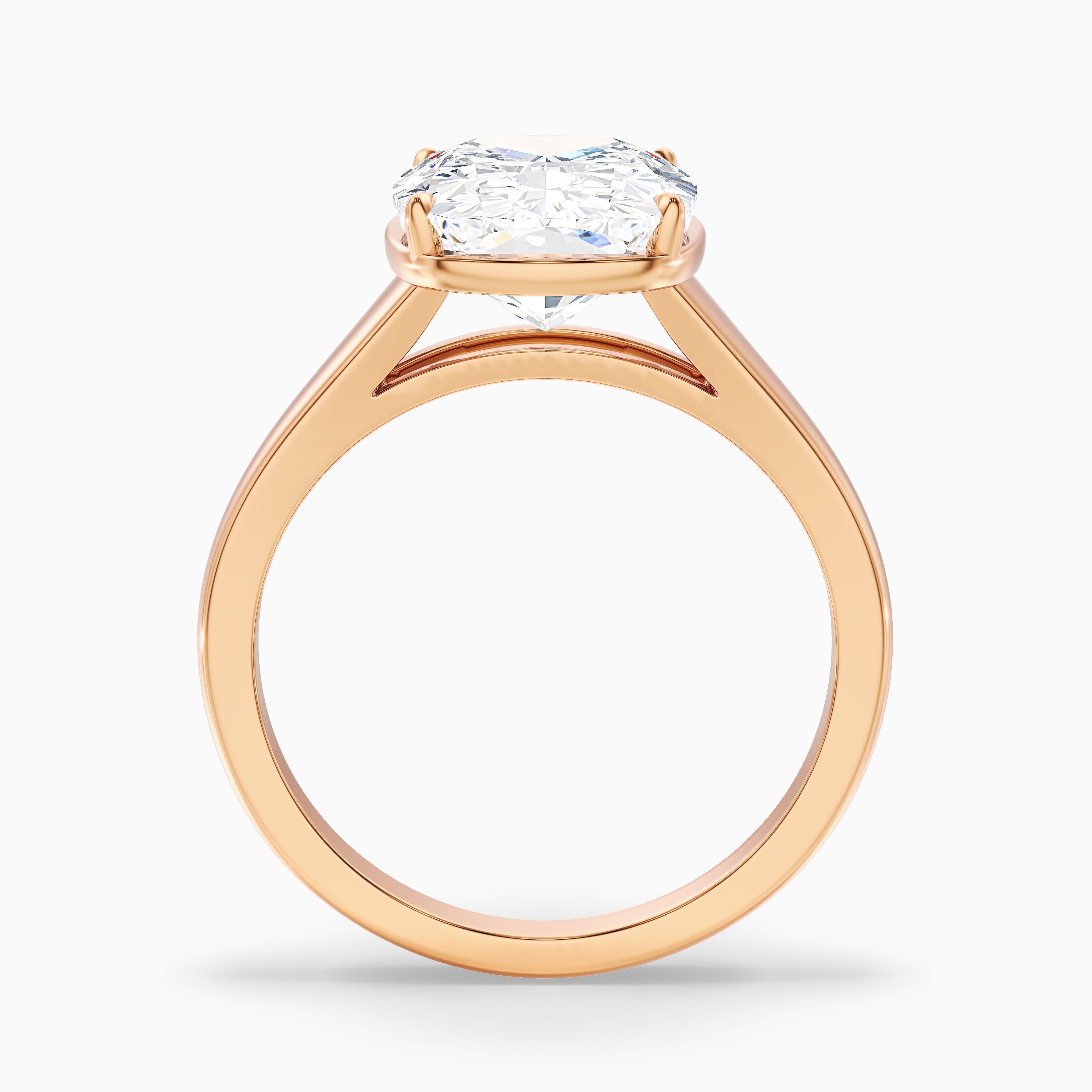 Noele 3 Carat Elongated Cushion Old Mine Cut Thick Band Lab Grown Diamond Ring in 18k Rose Gold