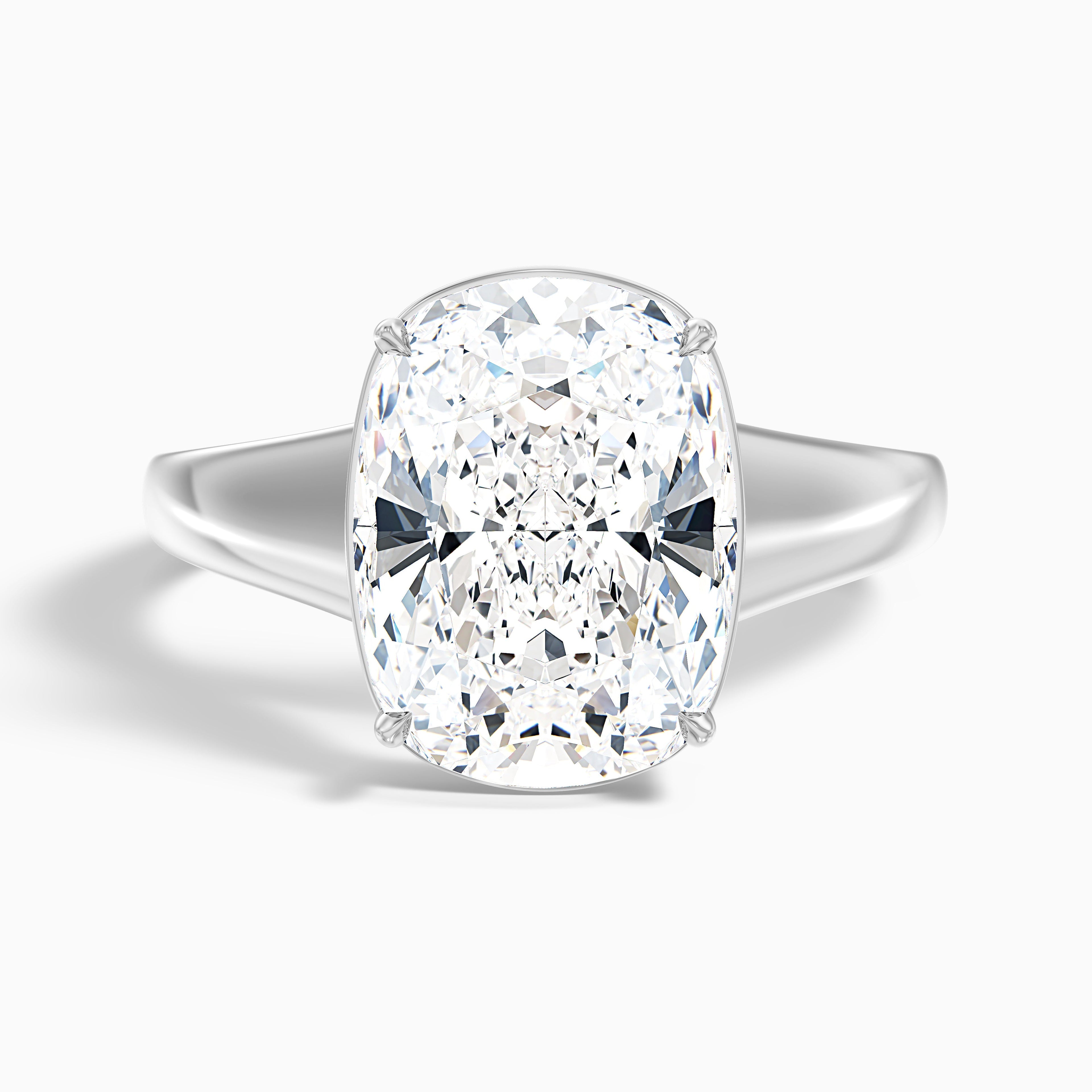 Noele 4.5 Carat Elongated Cushion Old Mine Cut Thick Band Lab Grown Diamond Ring in 925 Sterling Silver