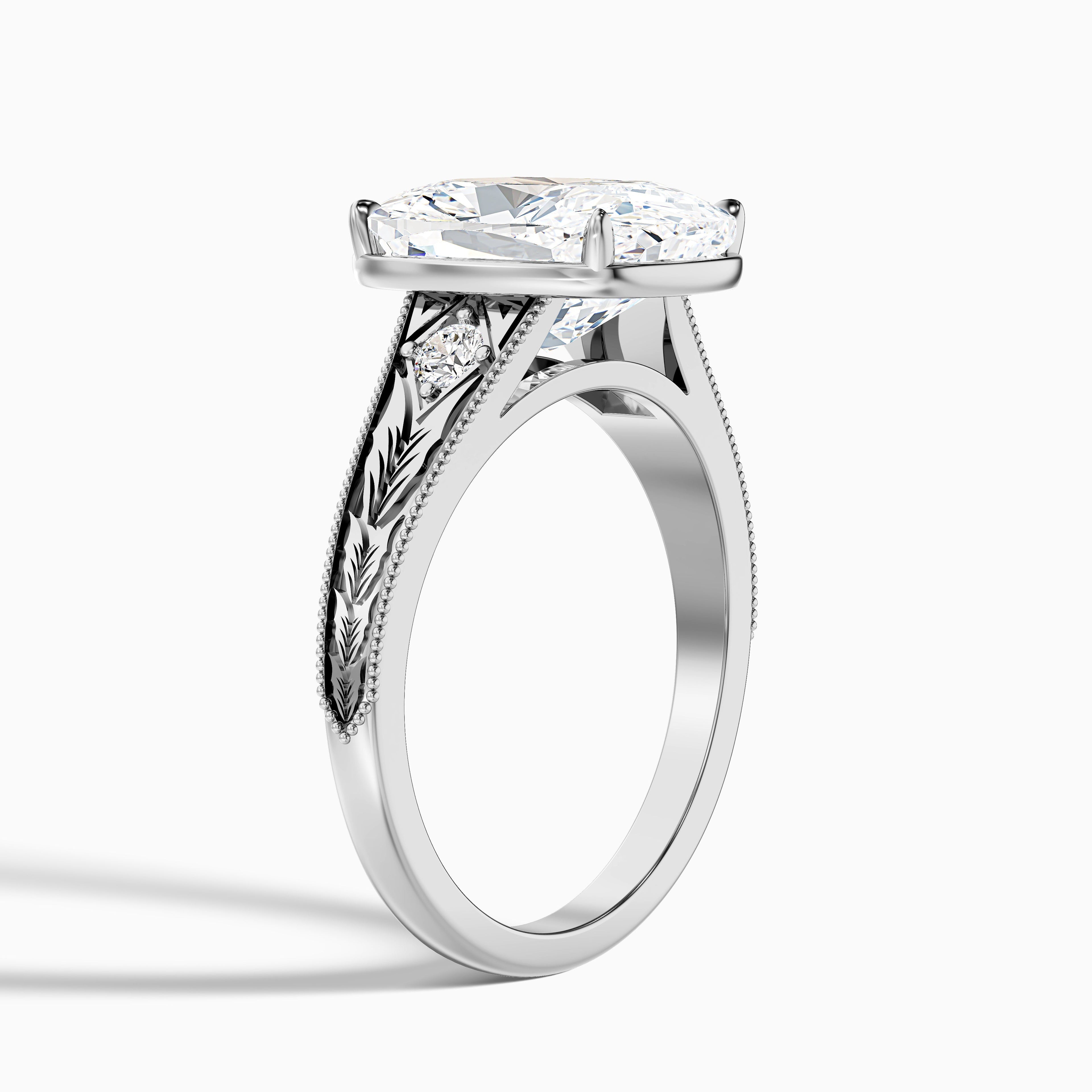 Taylor 3 Carat Elongated Old Mine Cushion Cut Lab Grown Diamond Ring in 10k Rose Gold