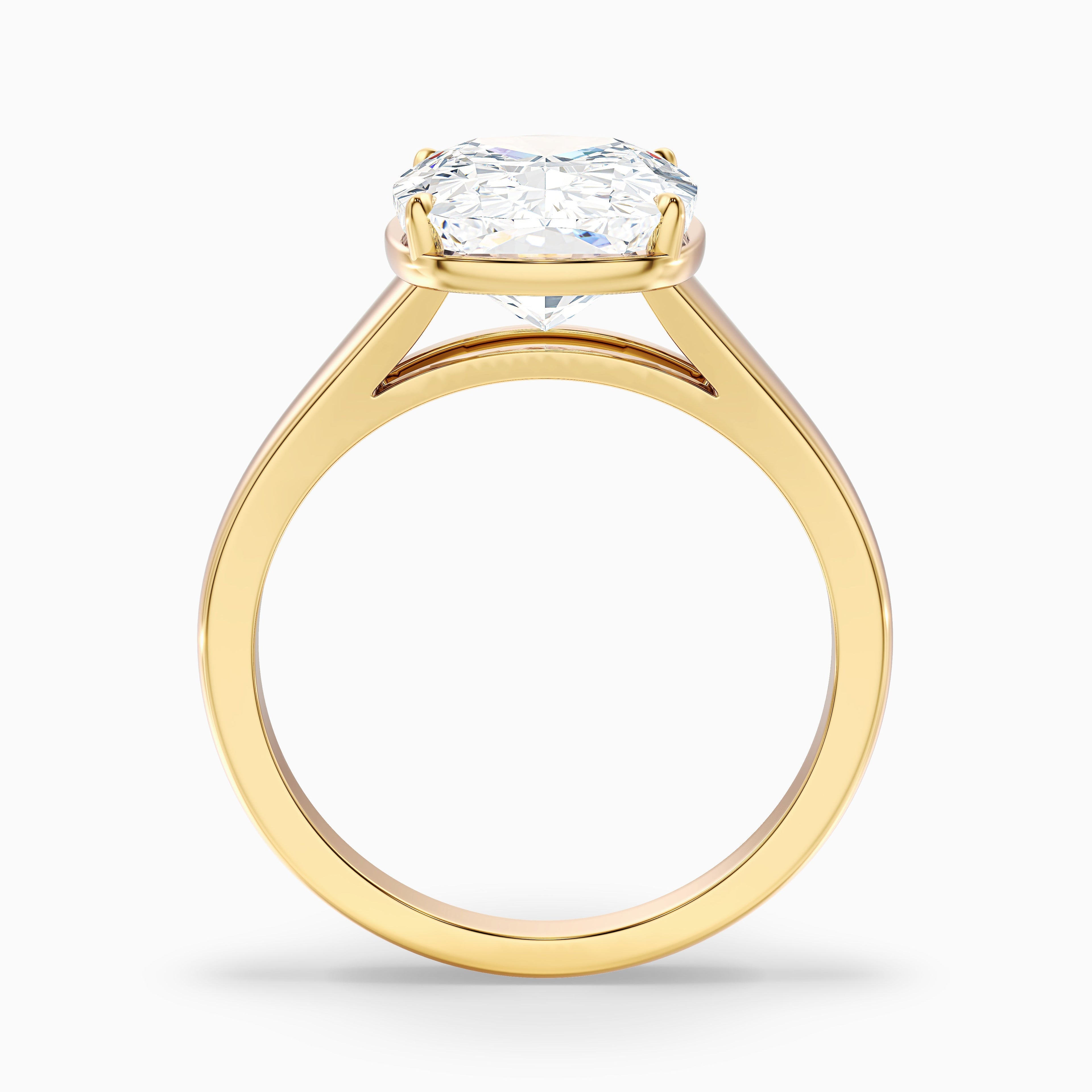 Noele 5 Carat Elongated Cushion Old Mine Cut Thick Band Lab Grown Diamond Ring in 10k Yellow Gold