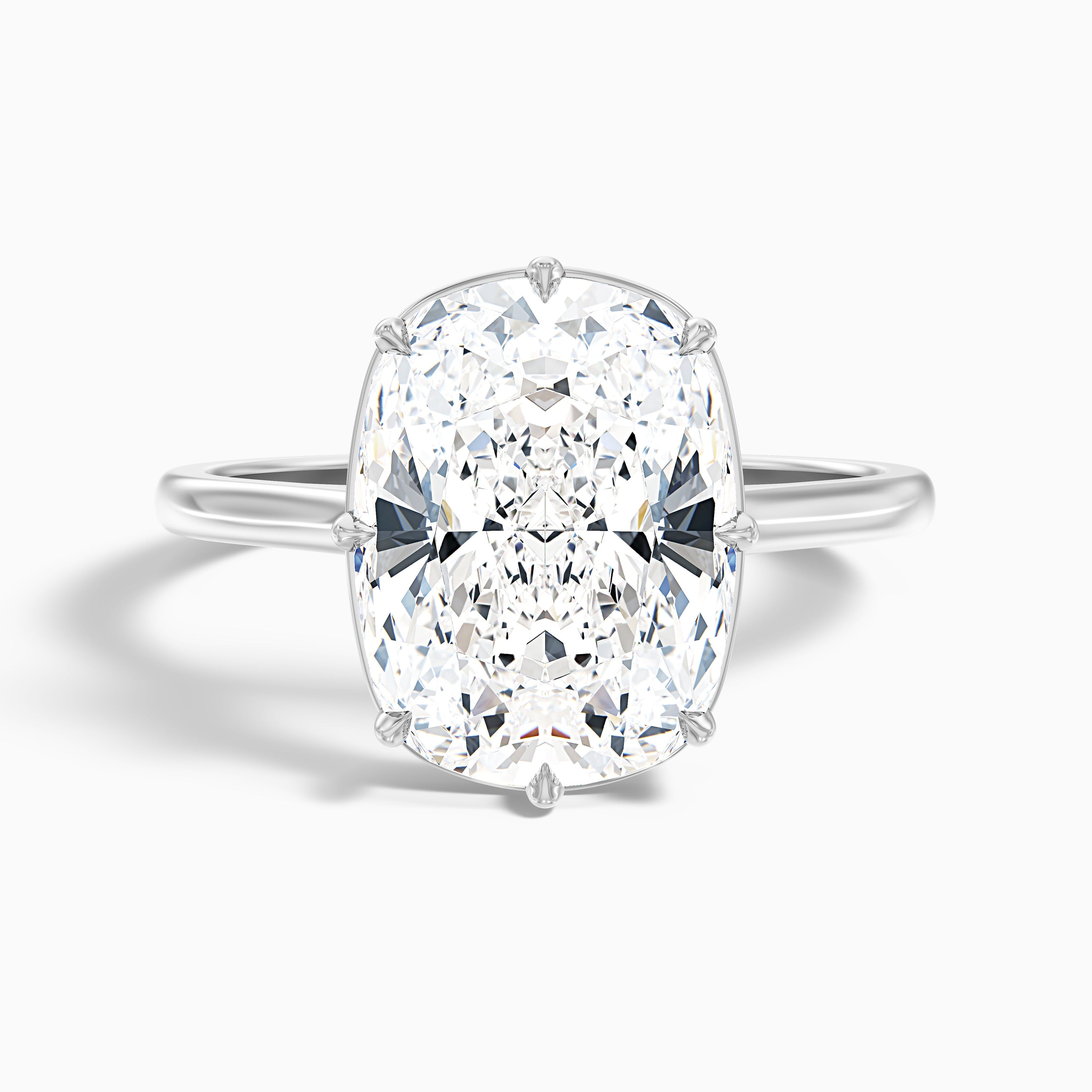 Dora 3.5 Carat 8 Prong Elongated Cushion Old Mine Cut Moissanite Diamond Ring in 14k Yellow Gold