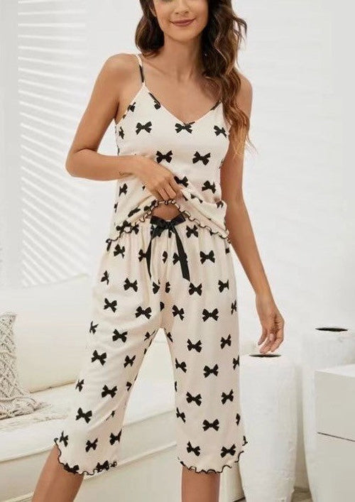 Women's Satin Pajama Set - Tank Top & Cropped Pants Sleepwear