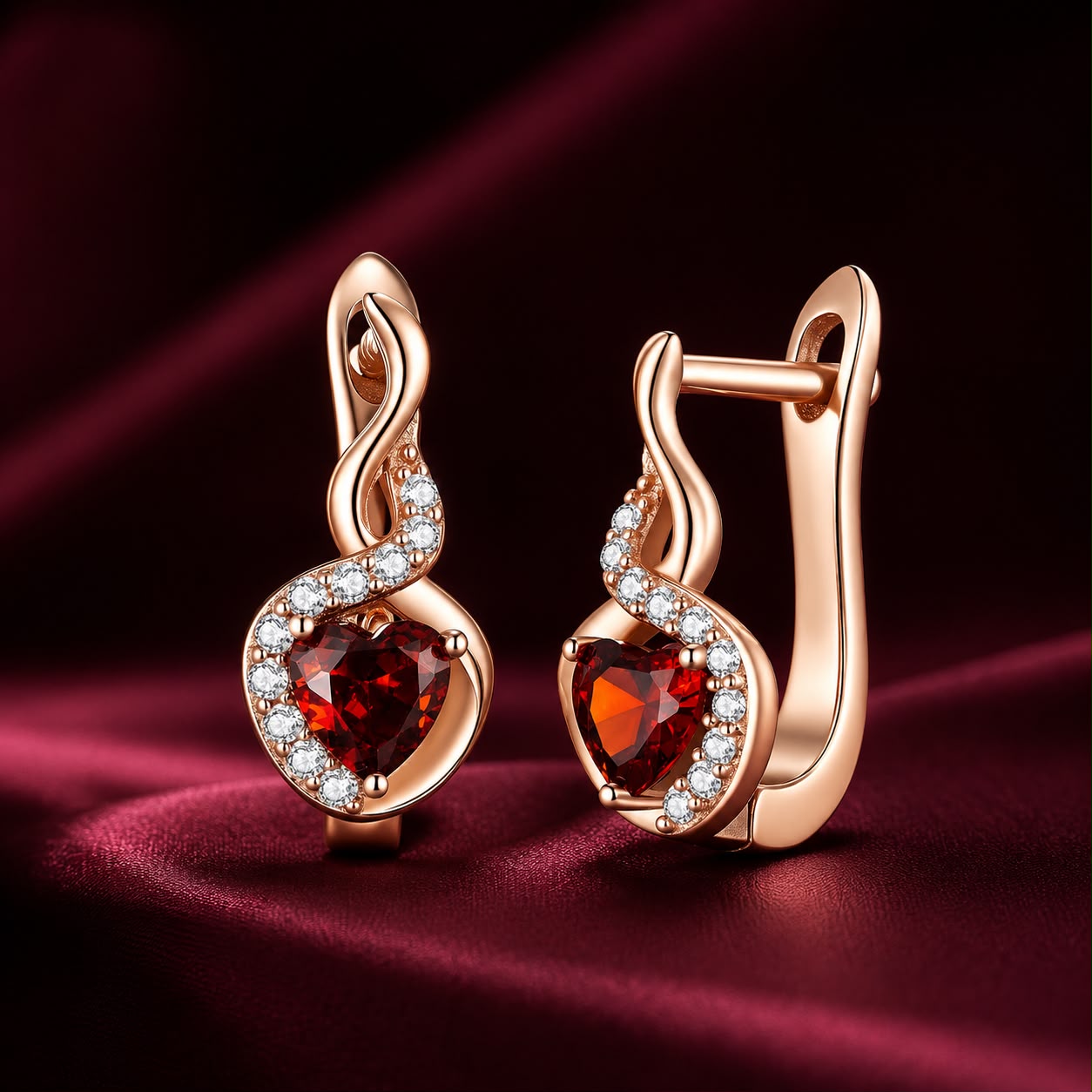 925 Sterling Silver Rose Gold Plated Earrings with CZ in Pavé Setting DestGlow