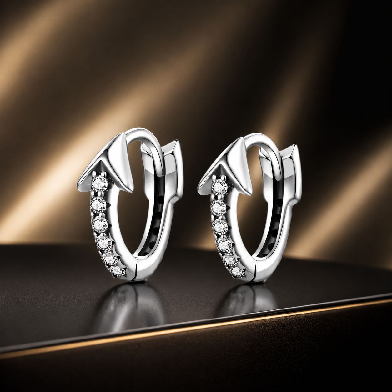 925 Sterling Silver Earrings with Pavé Setting CZ and Oxidized Finish DestGlow