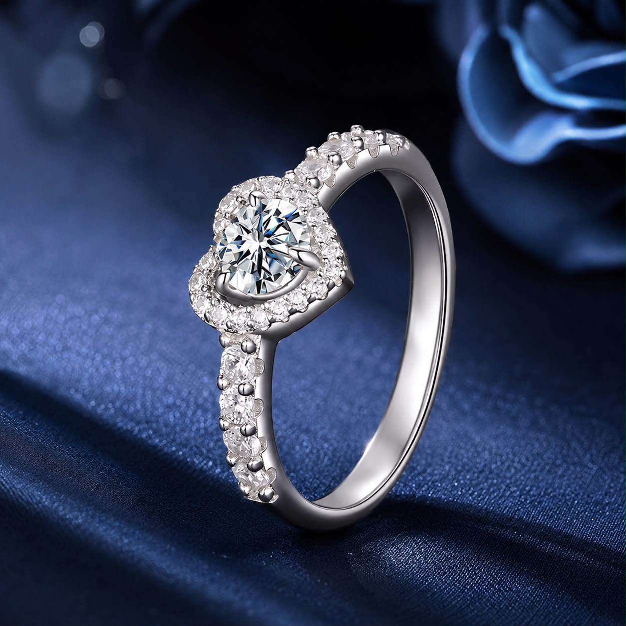 925 Sterling Silver Moissanite 0.5ct Heart Ring for Women Size 6 DestGlow