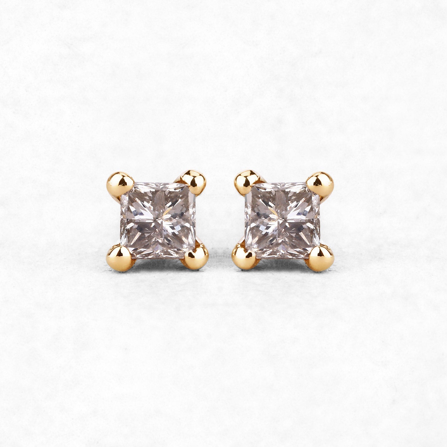 0.31 Carat Genuine Champagne Diamond 14K Yellow Gold Earrings (I1-I2) DestGlow