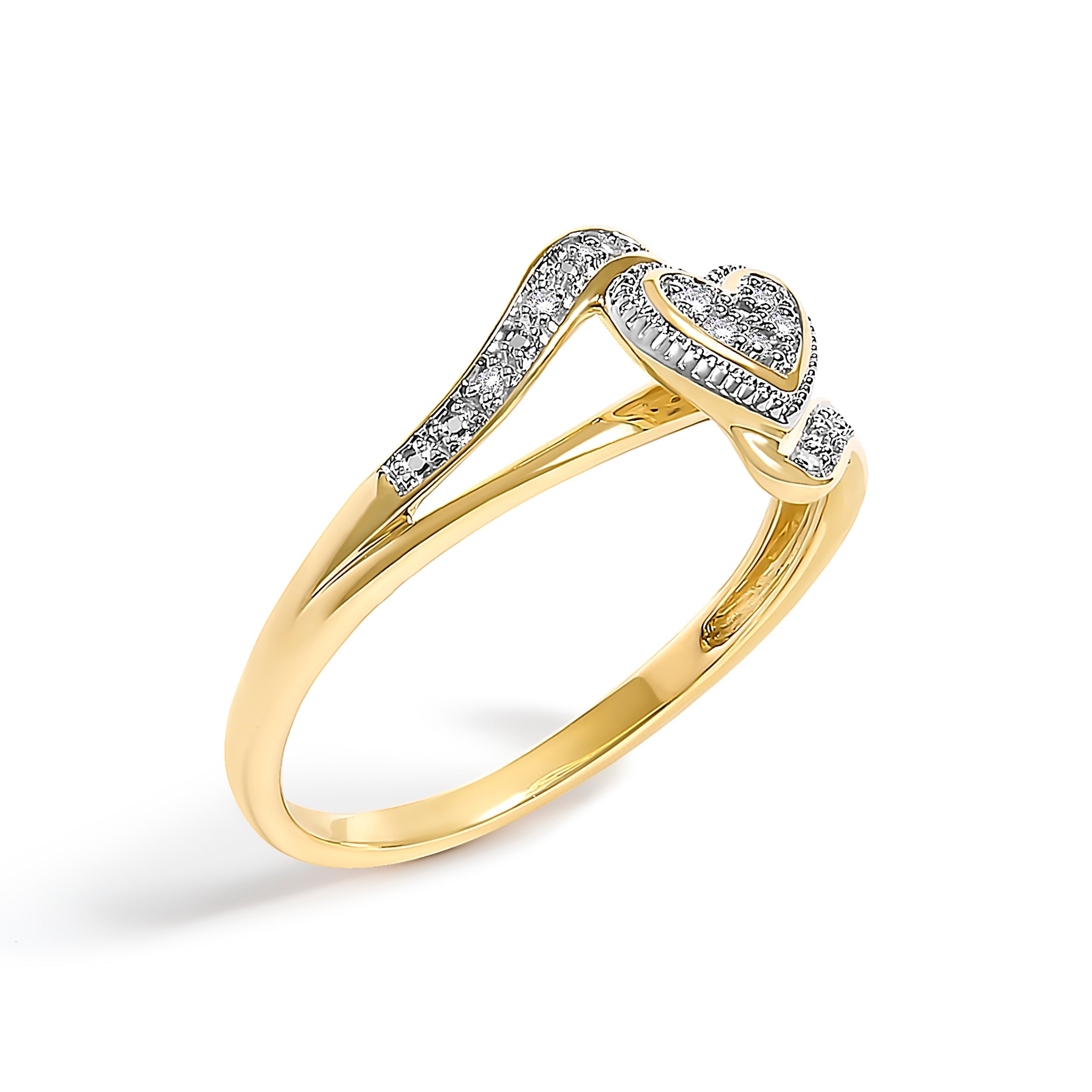 10K Yellow Gold Diamond Accent Filigree Heart Promise Ring (I-J Color, I3 Clarity)- Size 7