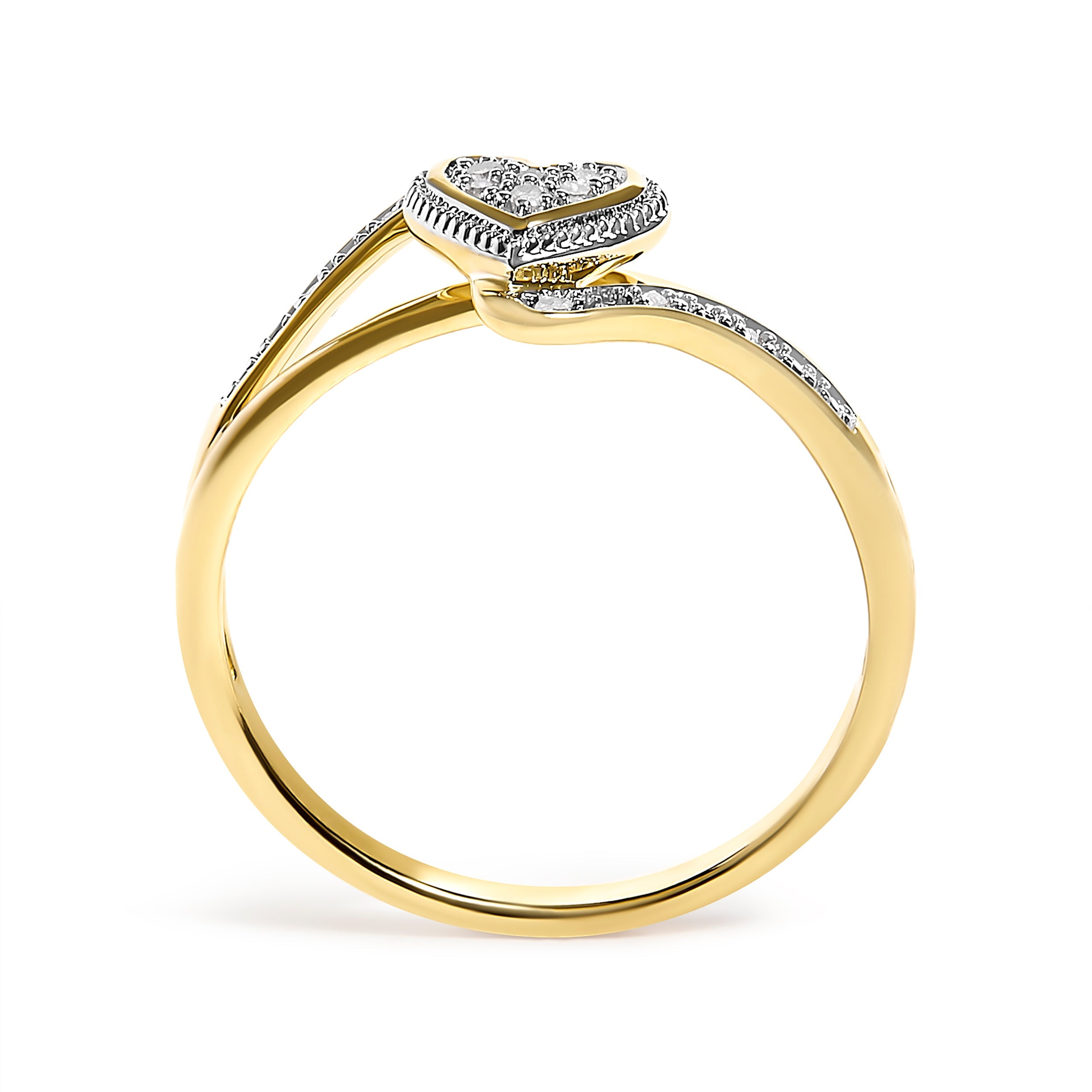 10K Yellow Gold Diamond Accent Filigree Heart Promise Ring (I-J Color, I3 Clarity)- Size 7 by Bids.com