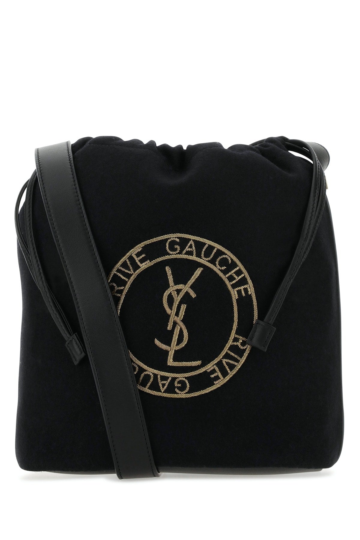 Saint Laurent Men Black Felt Rive De Gauche Bucket Bag DestGlow