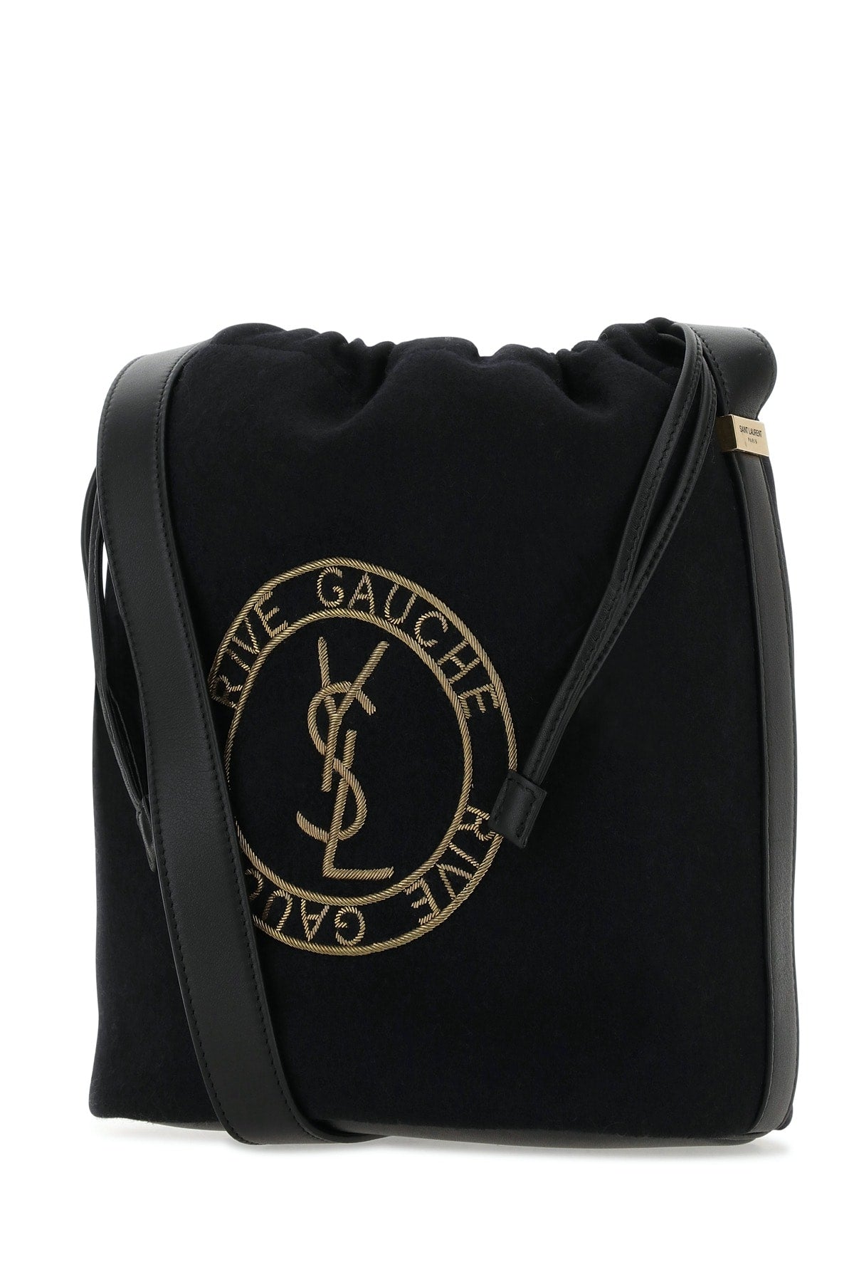 Saint Laurent Men Black Felt Rive De Gauche Bucket Bag