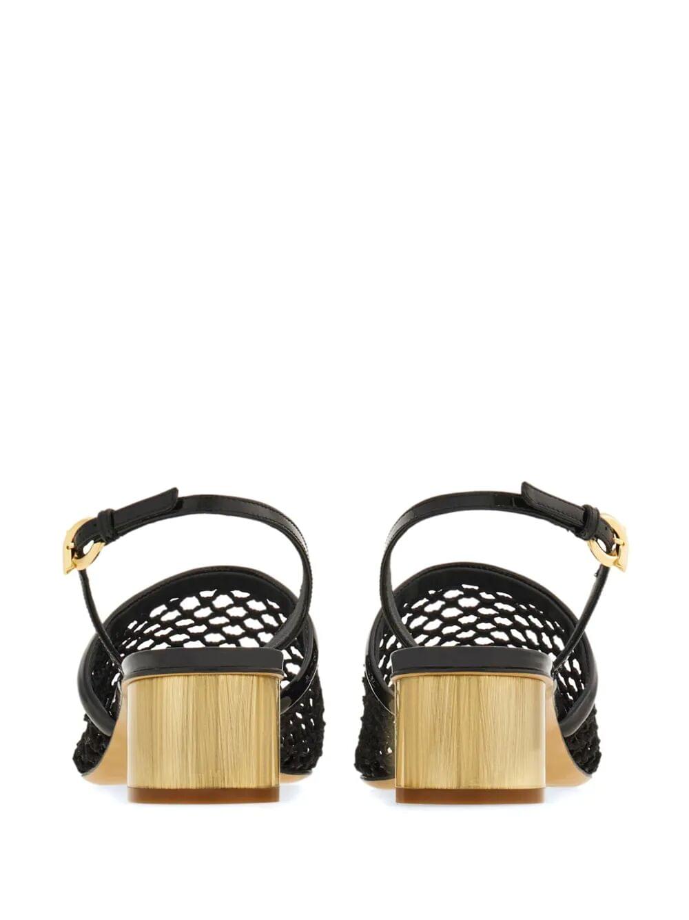 Ferragamo Women Kay 40 Mesh And Leather Slingback