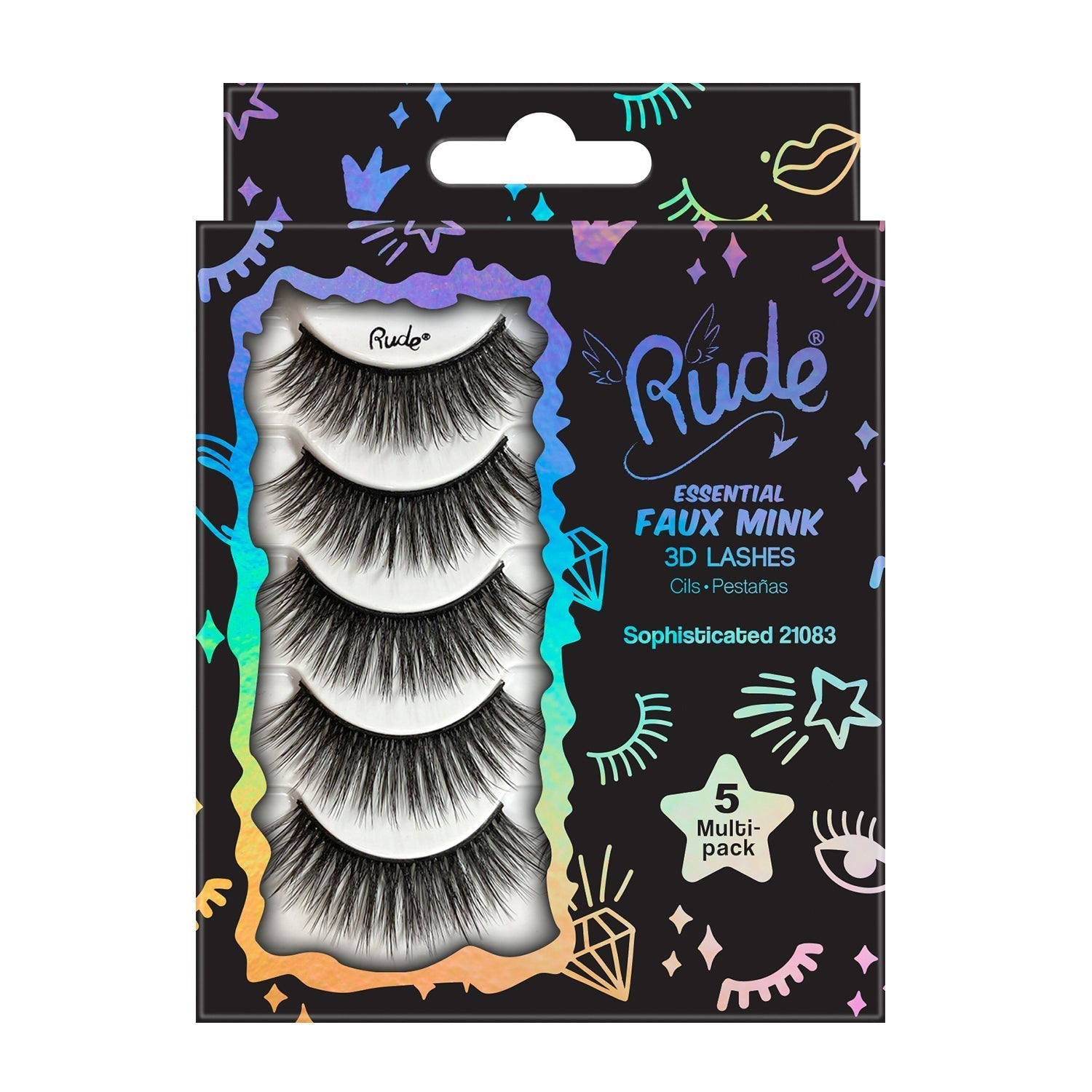 Rude Essential Faux Mink 3D Lashes 5 Multi-Pack - Sophisticated - DestGlow