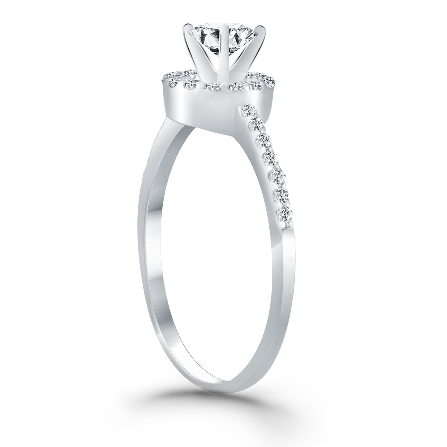 14k White Gold Diamond Halo Collar Engagement Ring by Bids.com