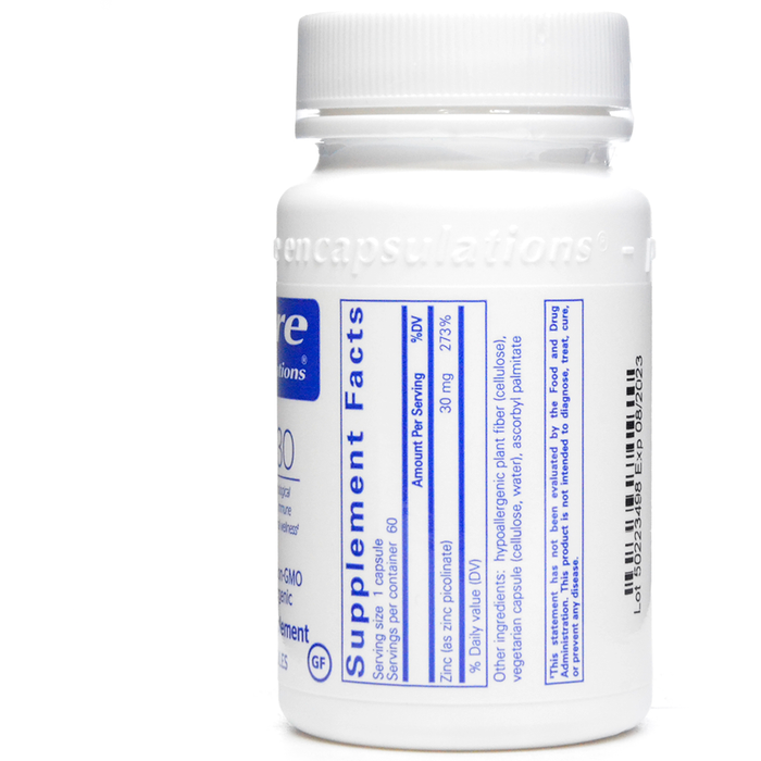 Pure Encapsulations Zinc 30, 60 Capsules by Pasteur Pharmacy