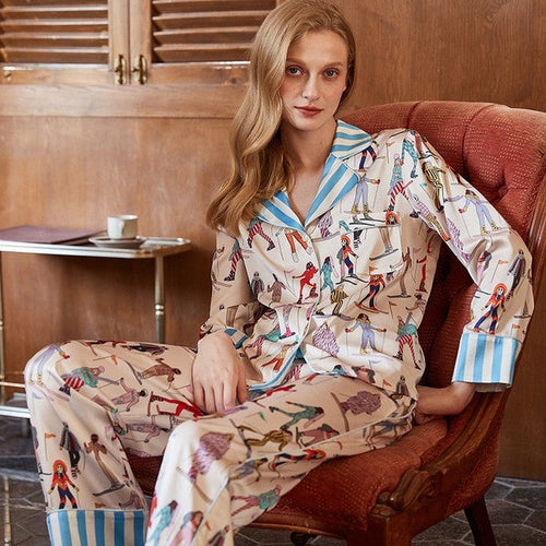 Women's Animal Print Pajama Set - Leopard Print Short Sleeve Shirt & Pants