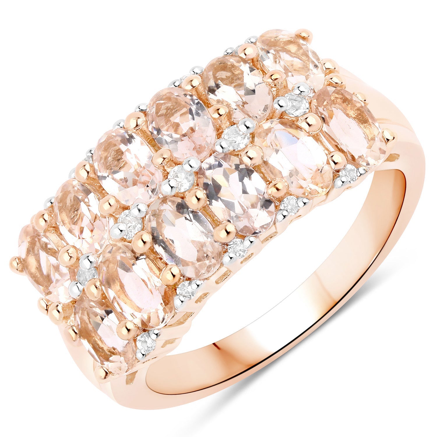 2.80 Carat Genuine Morganite and White Topaz .925 Sterling Silver Ring by Bids.com