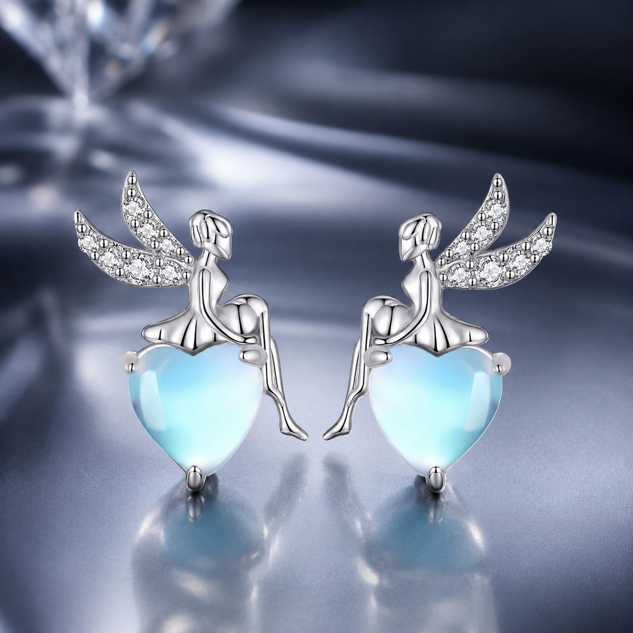 925 Sterling Silver Moonstone CZ Earrings for Women DestGlow