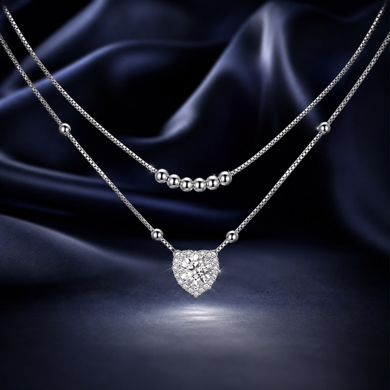 925 Sterling Silver 6.5mm Moissanite Necklace with Pavé Setting for Women DestGlow