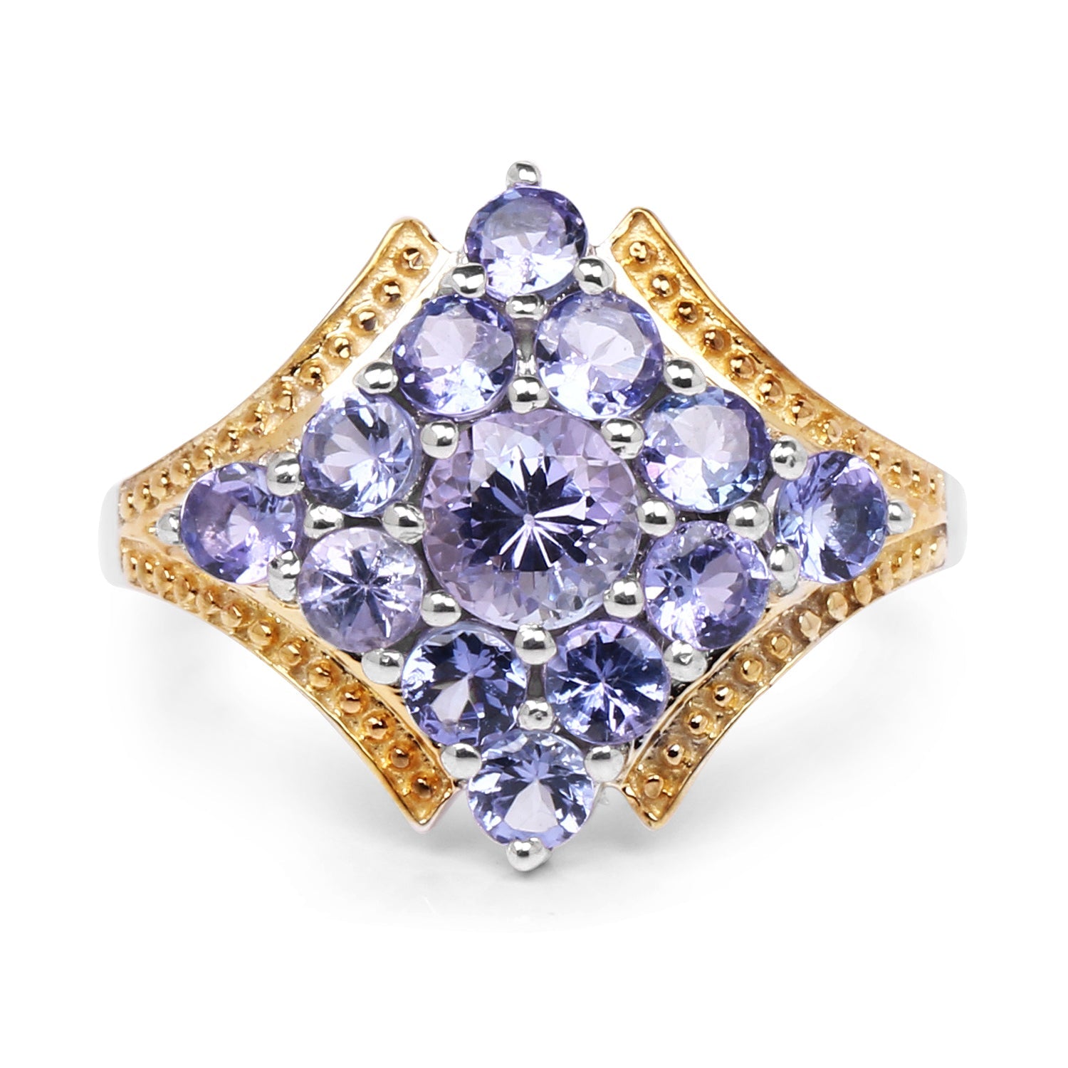 Two Tone Plated 1.67 Carat Genuine Tanzanite .925 Sterling Silver Ring by Bids.com