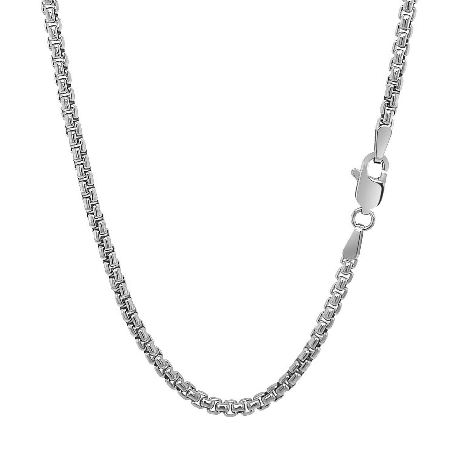 14k White Gold Solid Round Box Chain (2.50 mm) by Bids.com