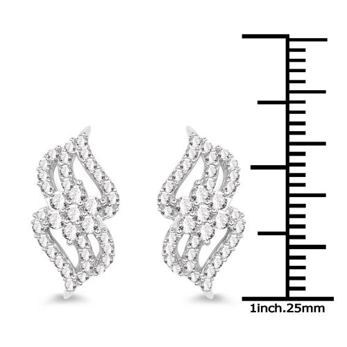 0.68 Carat Genuine White Diamond 14K White Gold Earrings (G-H Color, SI1-SI2 Clarity) by Bids.com