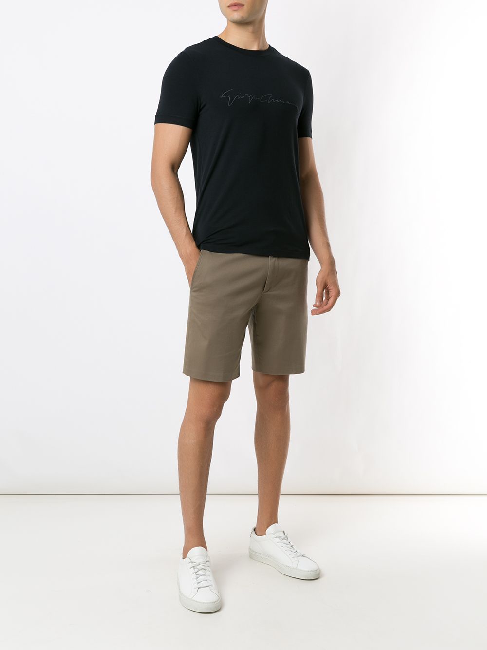 Giorgio Armani Men Asv Stretch-Viscose T-Shirt With Signature Logo