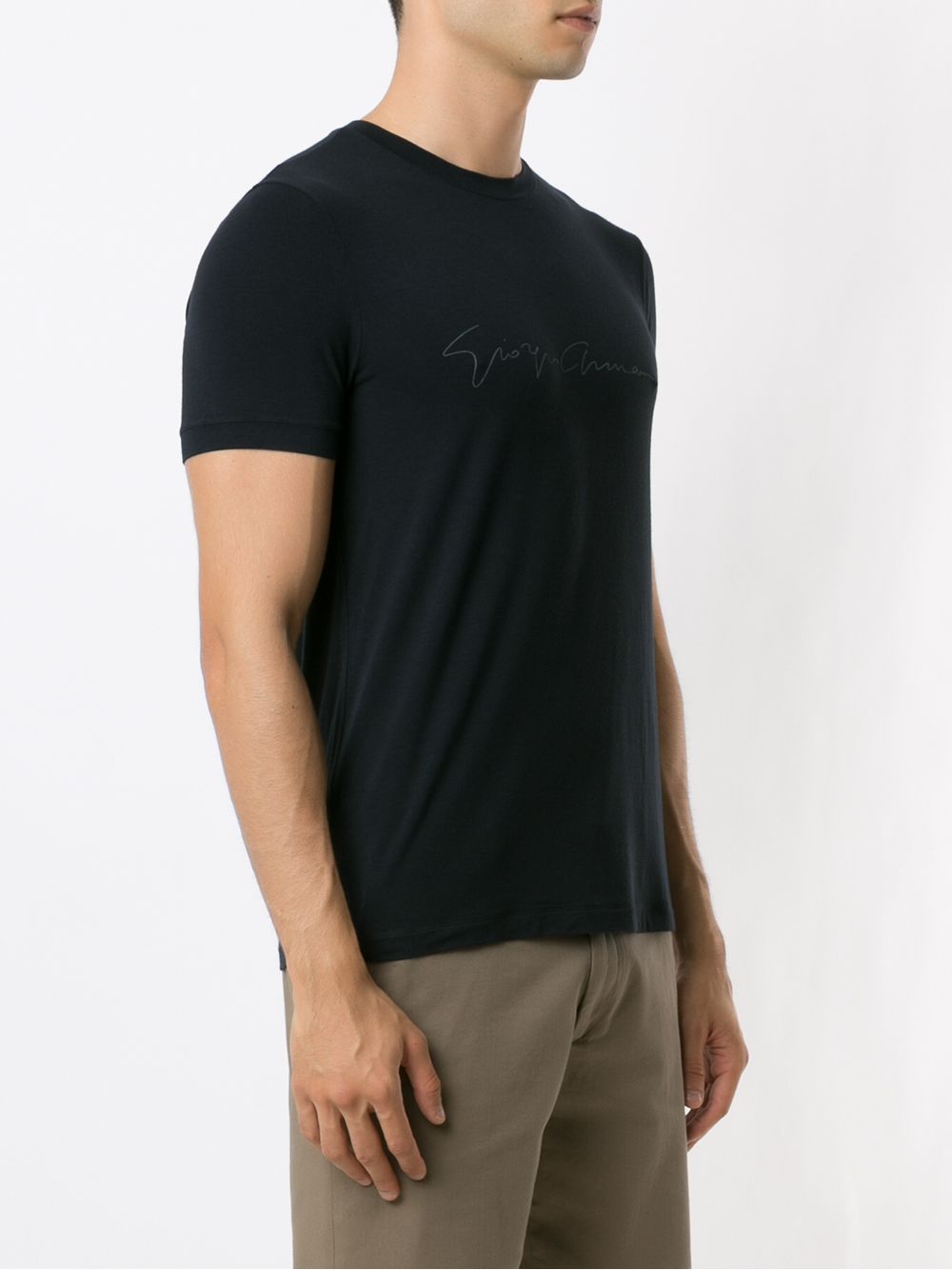 Giorgio Armani Men Asv Stretch-Viscose T-Shirt With Signature Logo by Luosophy