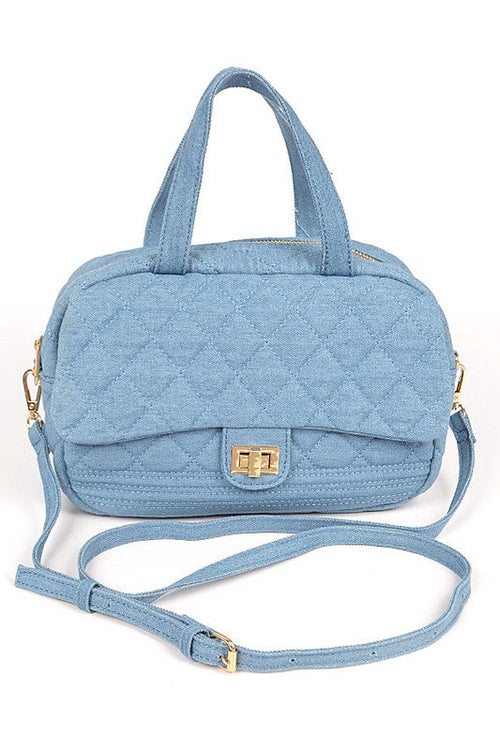 Quilted Denim Weekender Gym Bag - Large Travel Duffle Bag for Sports & Fitness