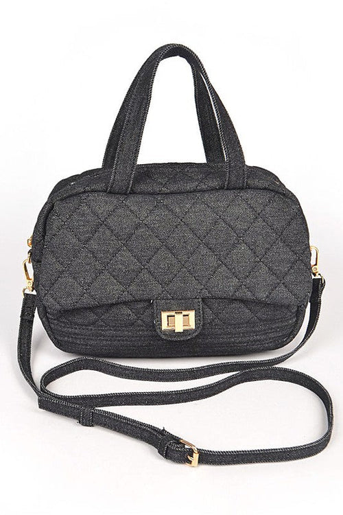 Quilted Denim Weekender Gym Bag - Large Travel Duffle Bag for Sports & Fitness