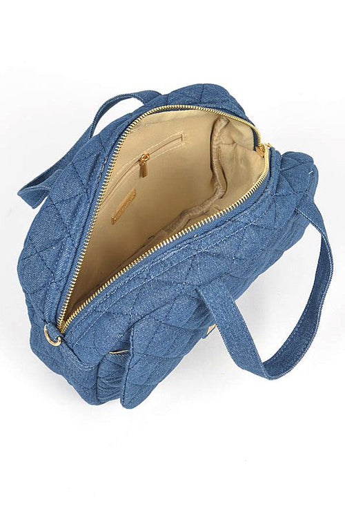 Quilted Denim Weekender Gym Bag - Large Travel Duffle Bag for Sports & Fitness
