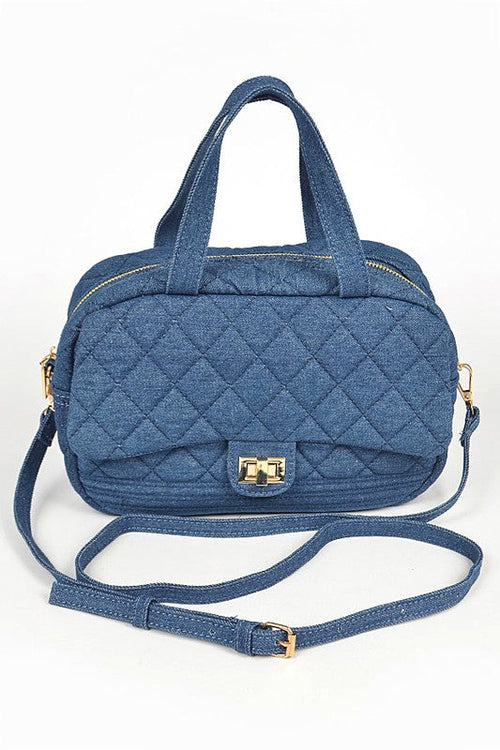 Quilted Denim Weekender Gym Bag - Large Travel Duffle Bag for Sports & Fitness