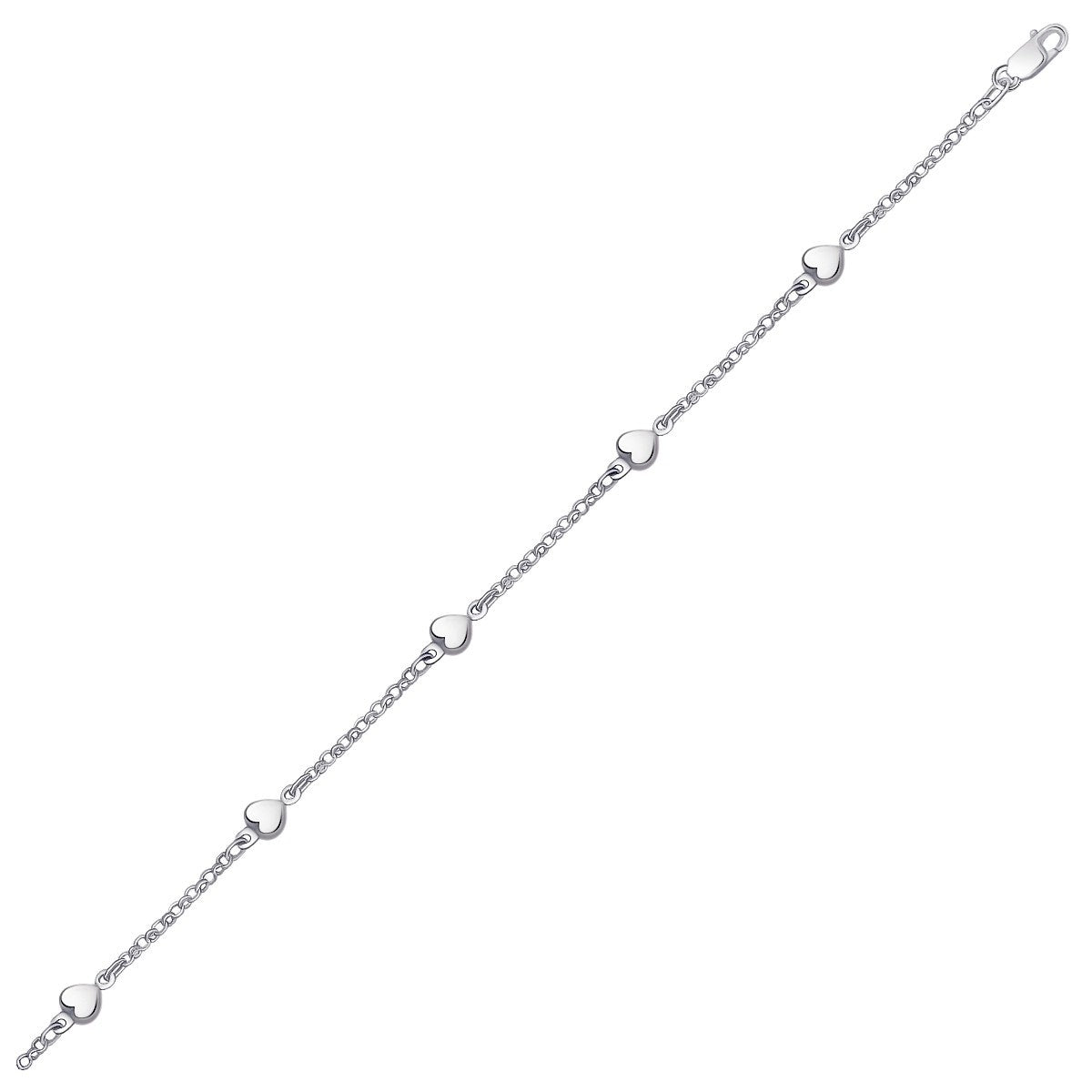 14k White Gold Anklet with Puffed Heart Design by Bids.com