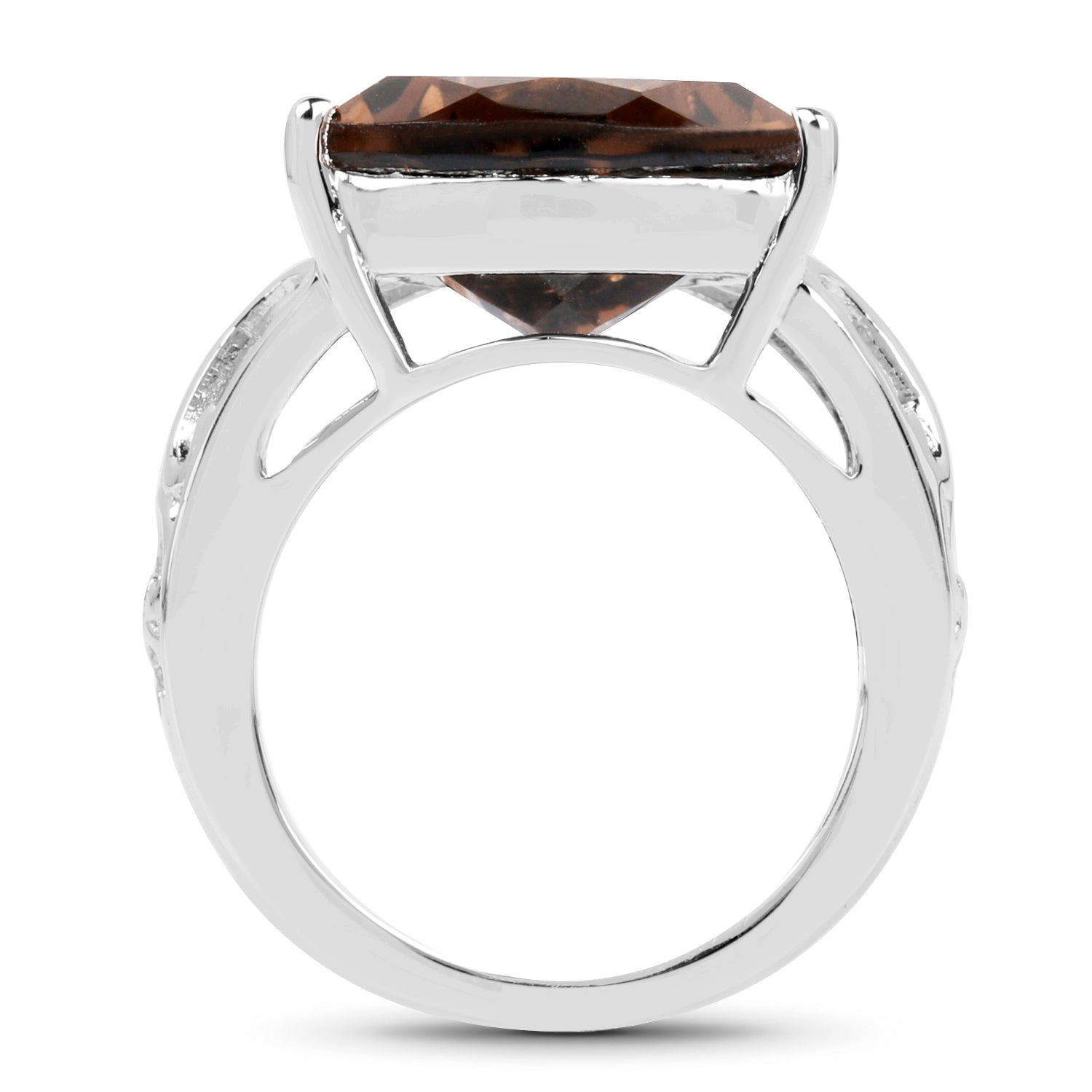 6.91 Carat Genuine Smoky Quartz .925 Sterling Silver Ring DestGlow