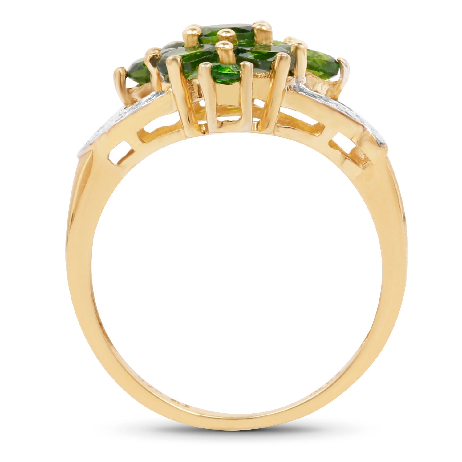 14K Yellow Gold Plated 1.26 Carat Genuine Chrome Diopside .925 Sterling Silver Ring DestGlow