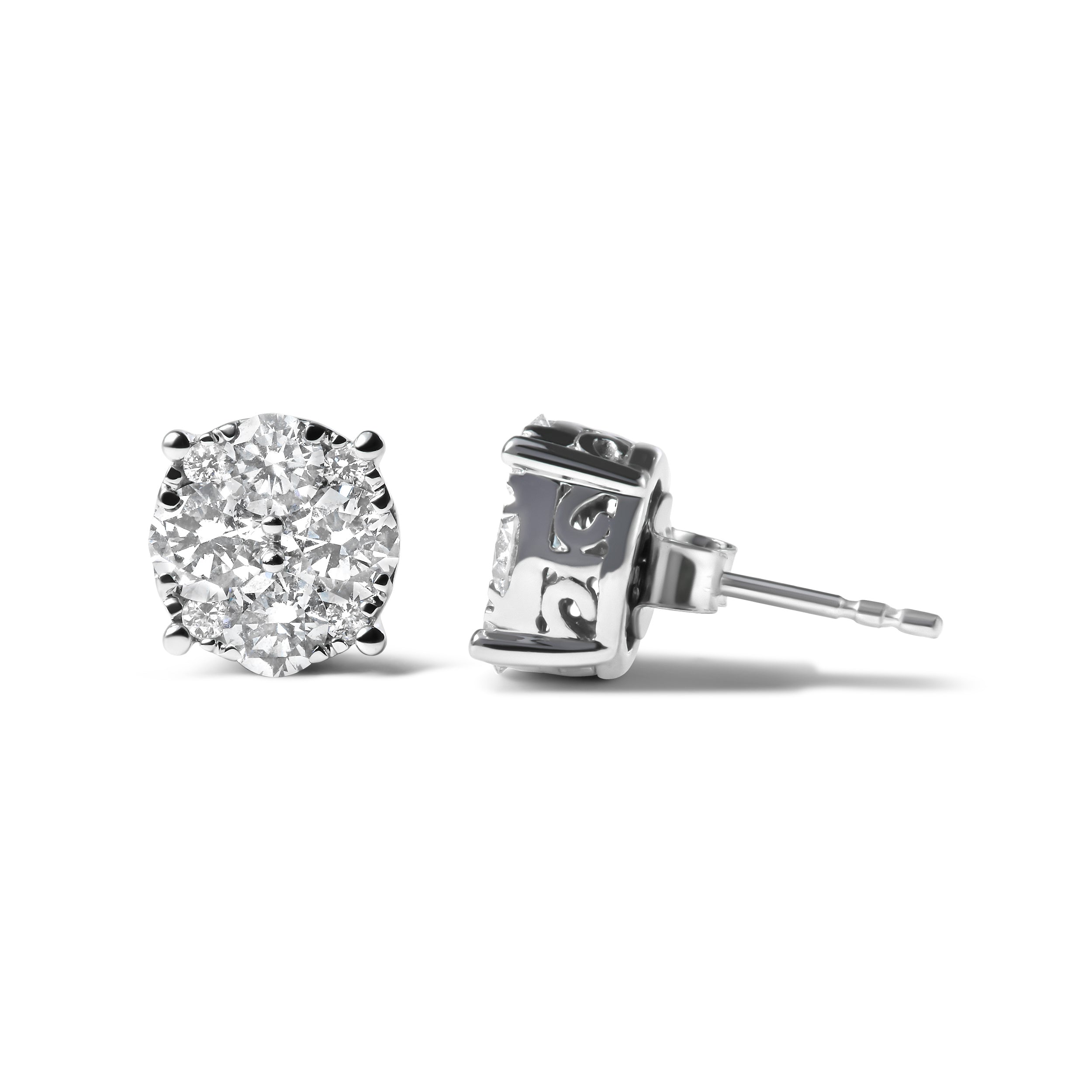 14K White Gold 2.00 Cttw Lab Grown Diamond Cluster Stud Earrings (G-H Color, VS1-VS2 Clarity) by Bids.com