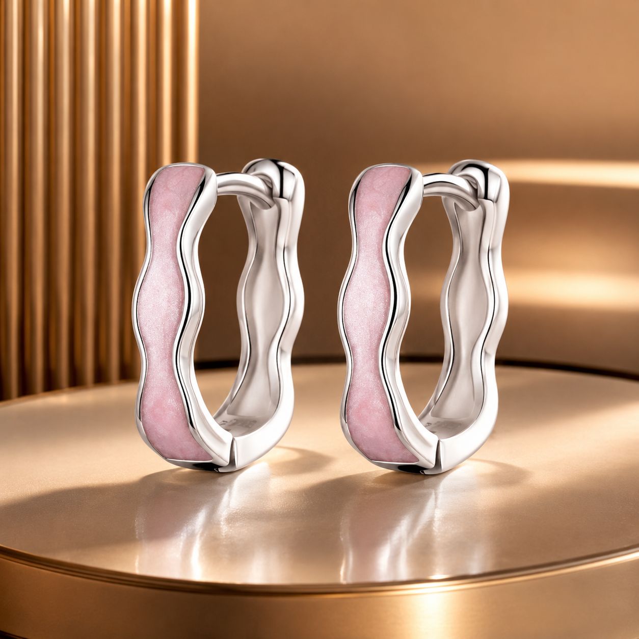 925 Sterling Silver Earrings with Enamel in White Gold Finish - 13*3mm for Women DestGlow