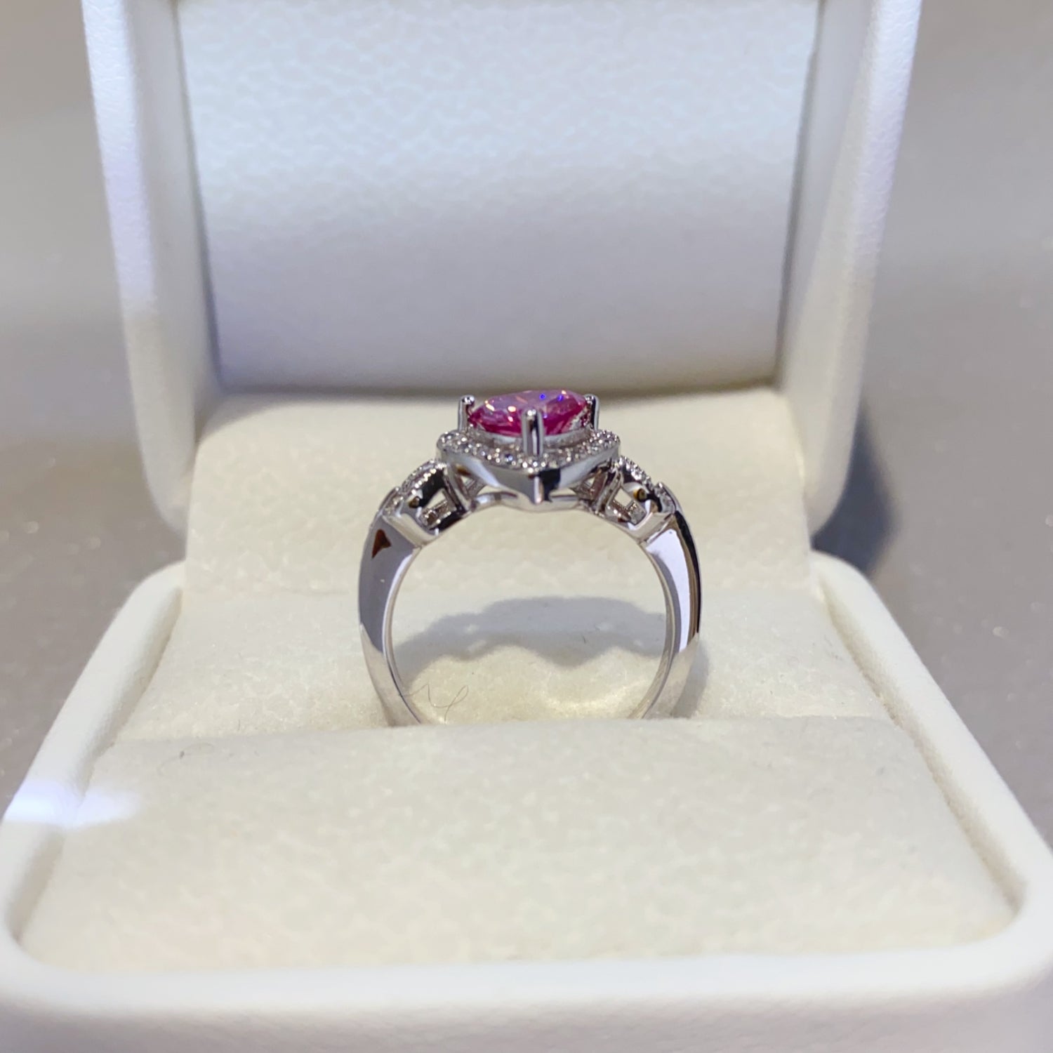 1 Carat Heart-Shaped Pink Pink Sparkala™ Pure Sterling Silver Ring - DestGlow