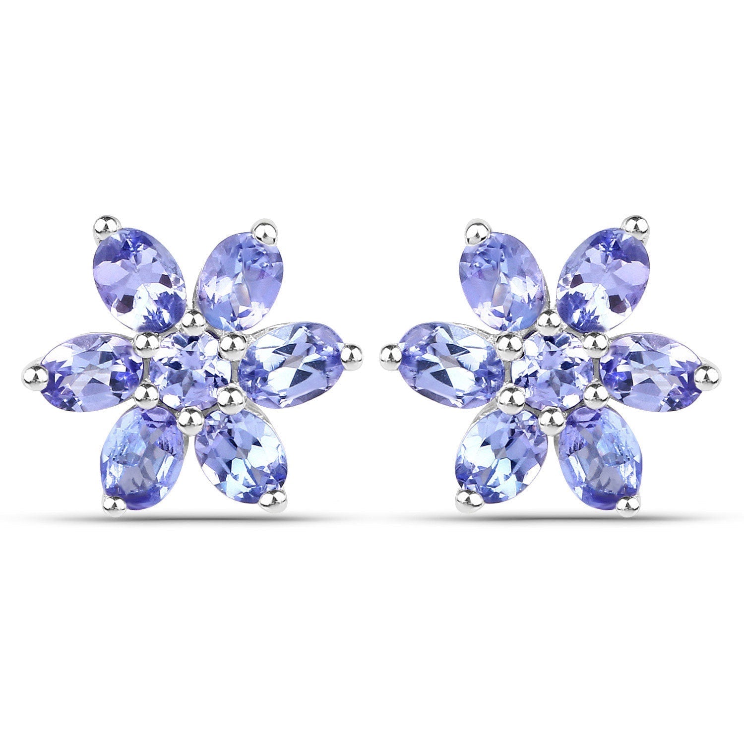 2.24 Carat Genuine Tanzanite .925 Sterling Silver Earrings DestGlow