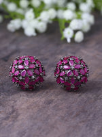 Shoshaa Maroon & Gunmetal-Toned Circular Studs