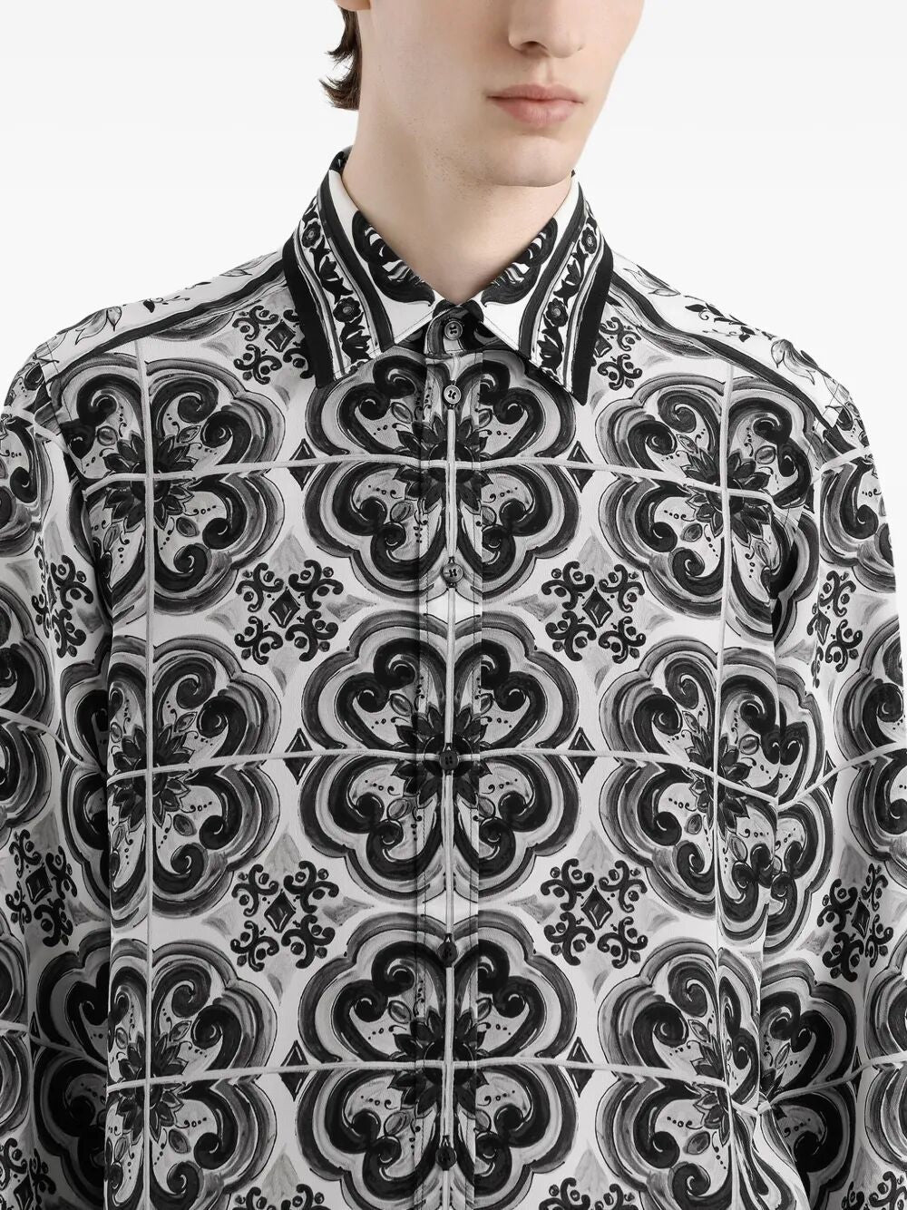 Dolce & Gabbana Men Majolica-Print Silk Shirt by Luosophy