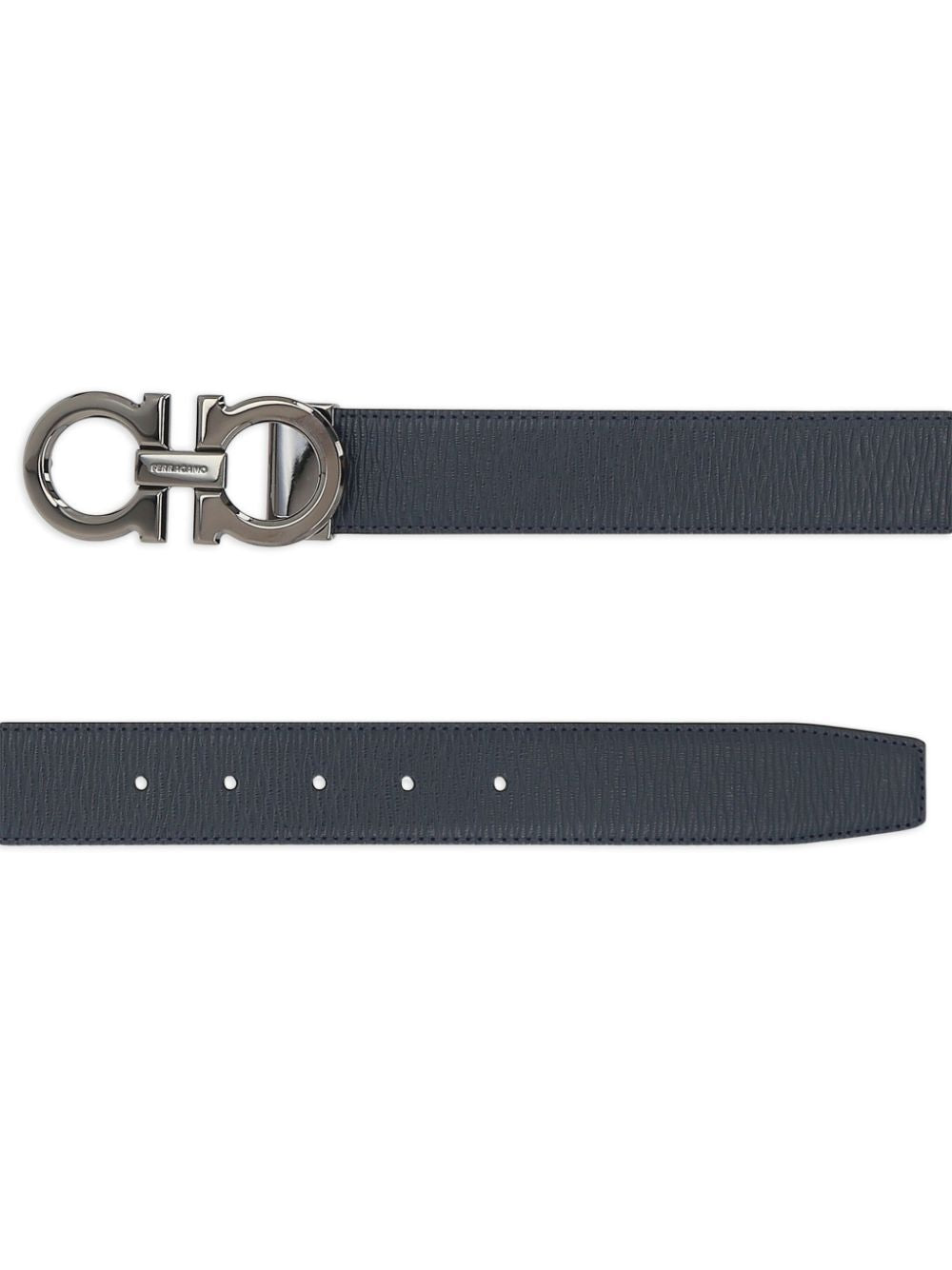 Ferragamo Men Semi-Matt Grained Leather Reversible Gancini Belt by Luosophy