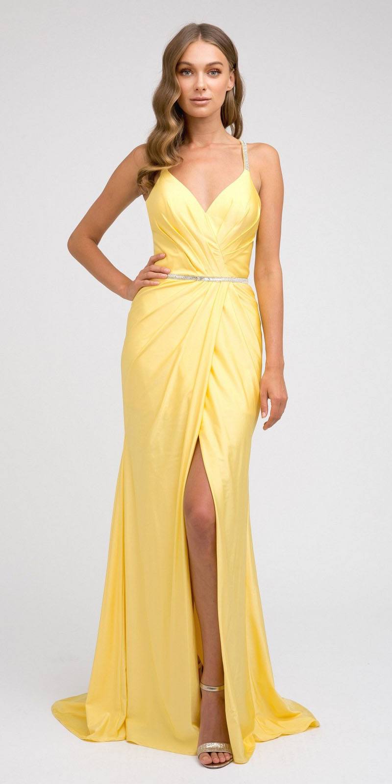 Juliet 233 Long Dress with Strappy-Back and Train by DiscountDressShop