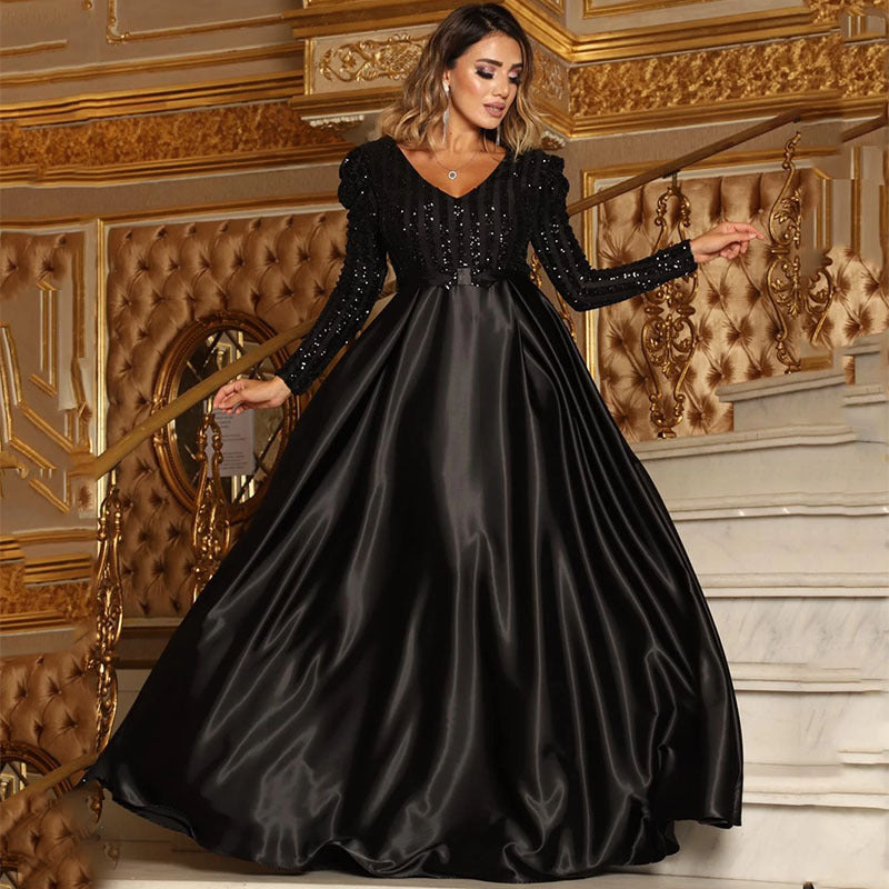 Spring Summer Women Clothing V Neck Swing Dress Sexy Dress Trailing Cocktail Evening Dress by Ragazza